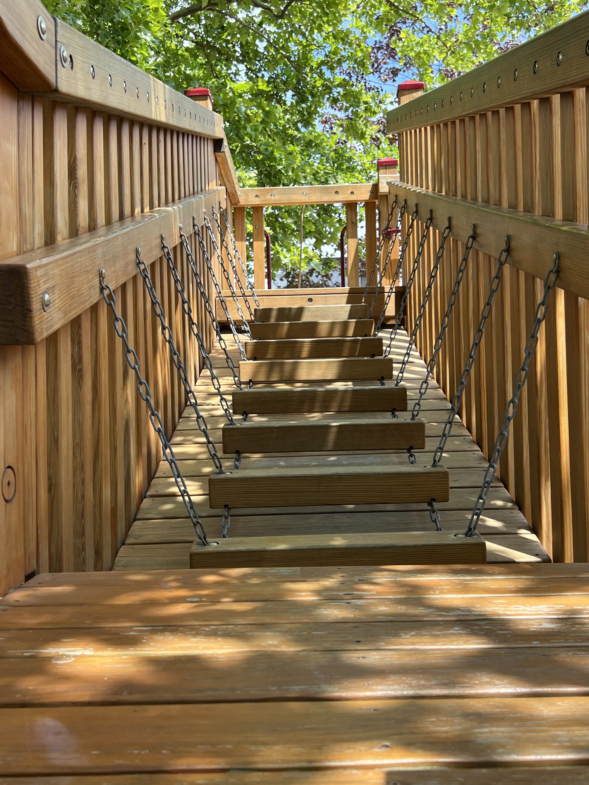 Gardner Field Playground in Denville NJ wiggly wooden bridge