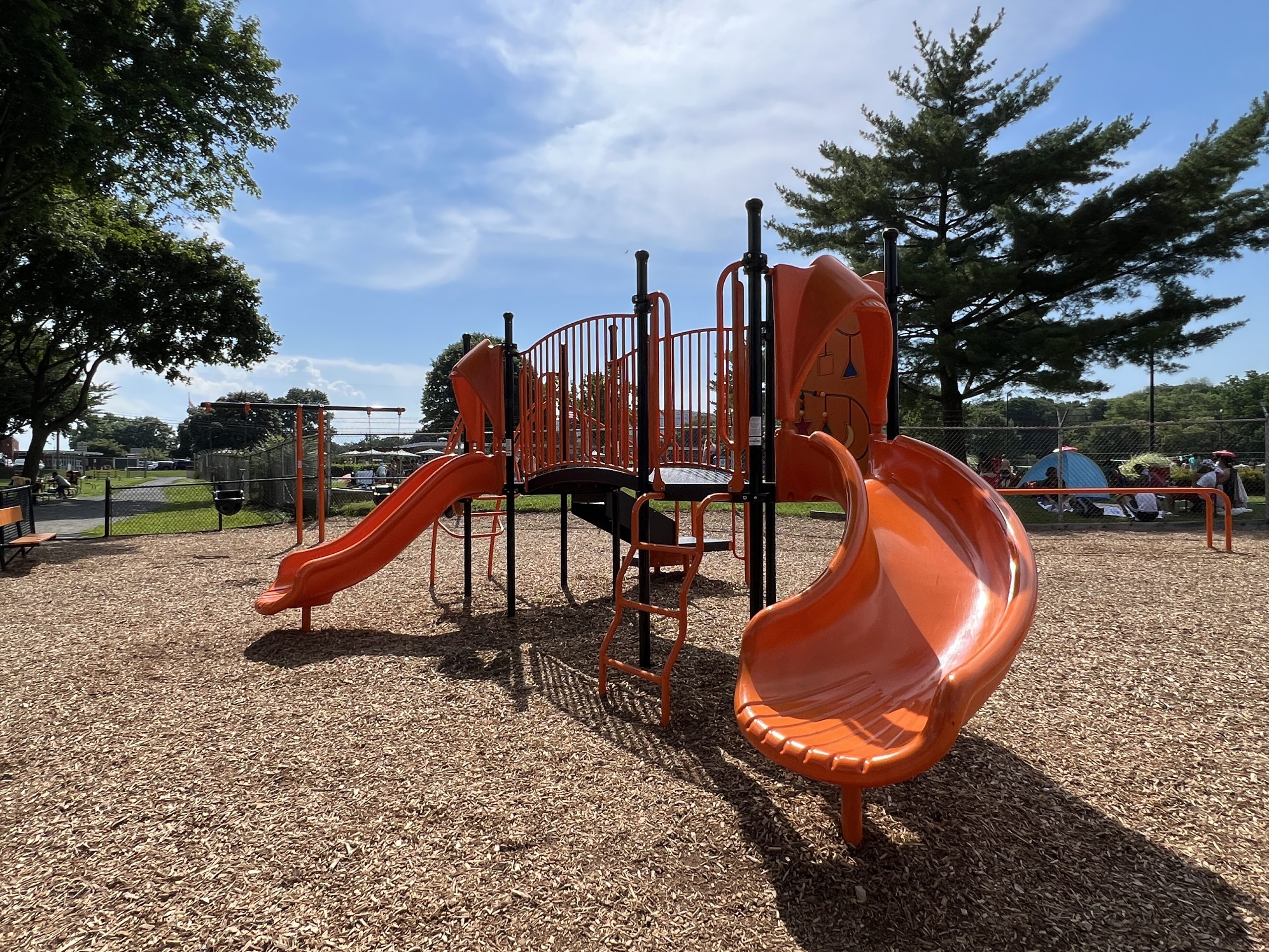 Hackettstown Community Park Playground in Hackettstown NJ Horizontal picture of smaller structure BOTH slides