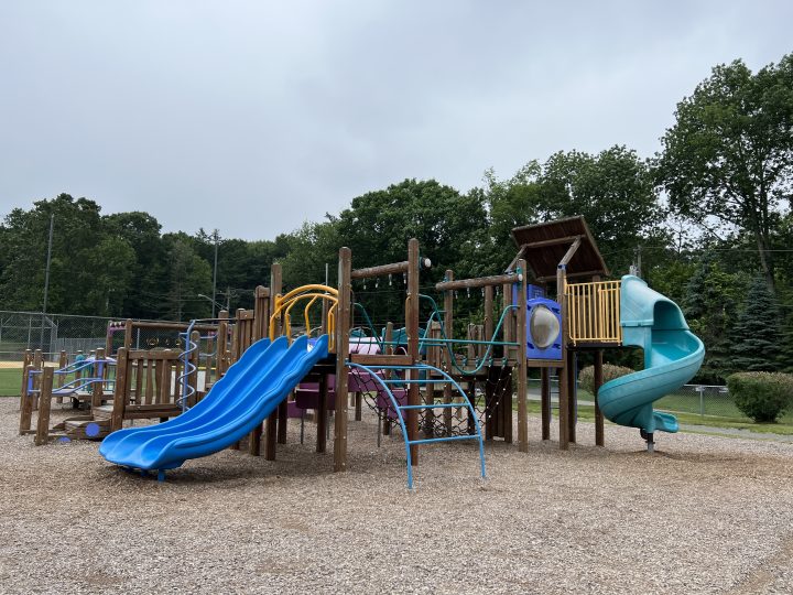 Horizontal picture of older kids playground at C O Johnson Park Playground in Byram Township NJ