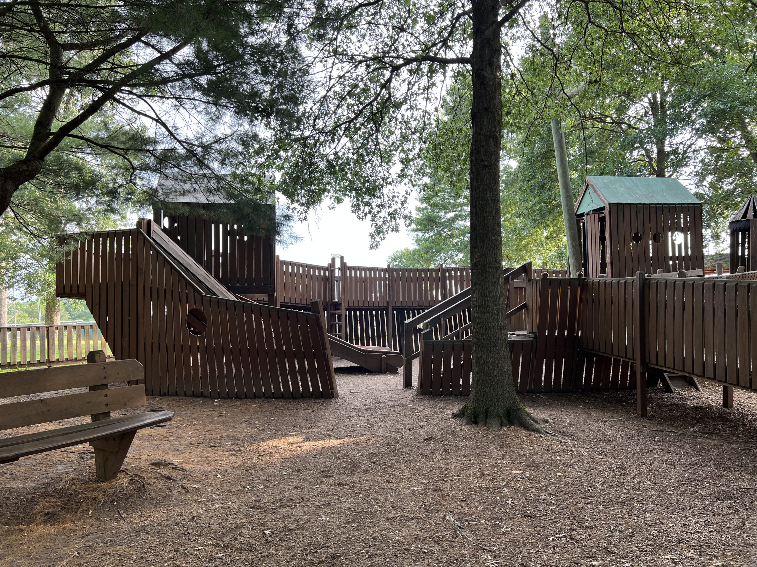 Kid Street Playground Wooden Ship in Bridgewater NJ back end horizontal close up