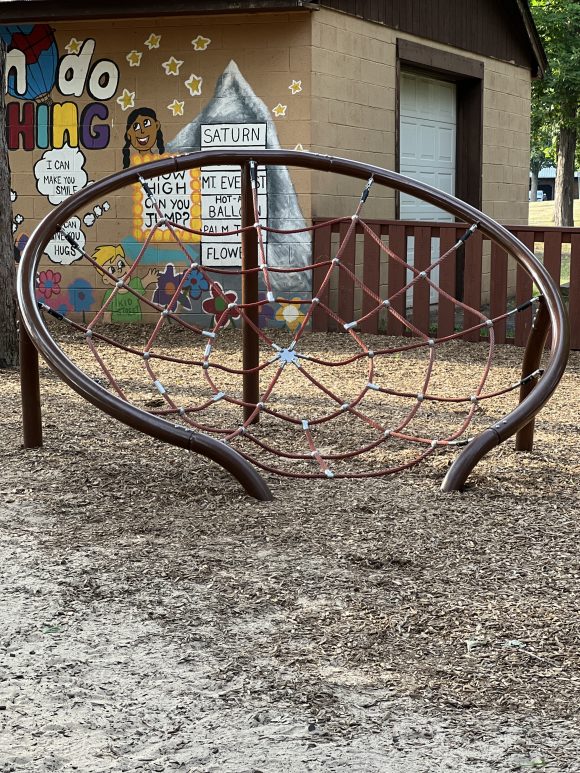 Kid Street Playground in Bridgewater NJ circular climbing spider web vertical