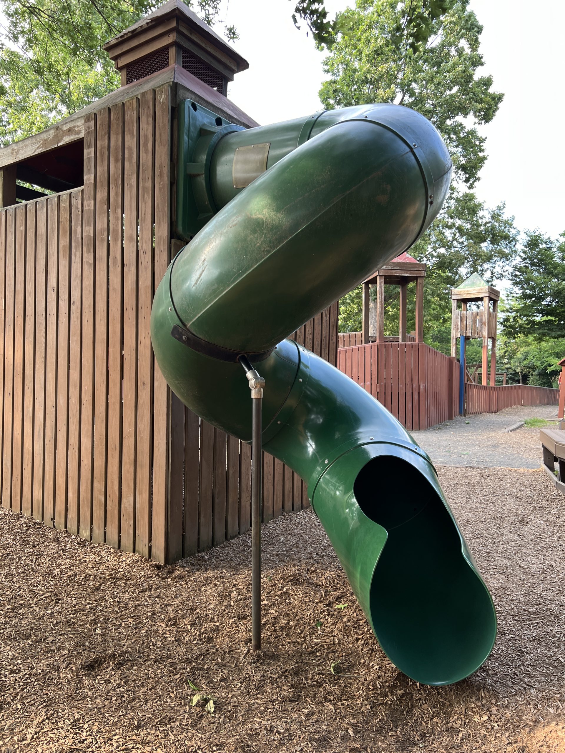 Kid Street Playground in Bridgewater NJ green twisting tunnel slide 1a