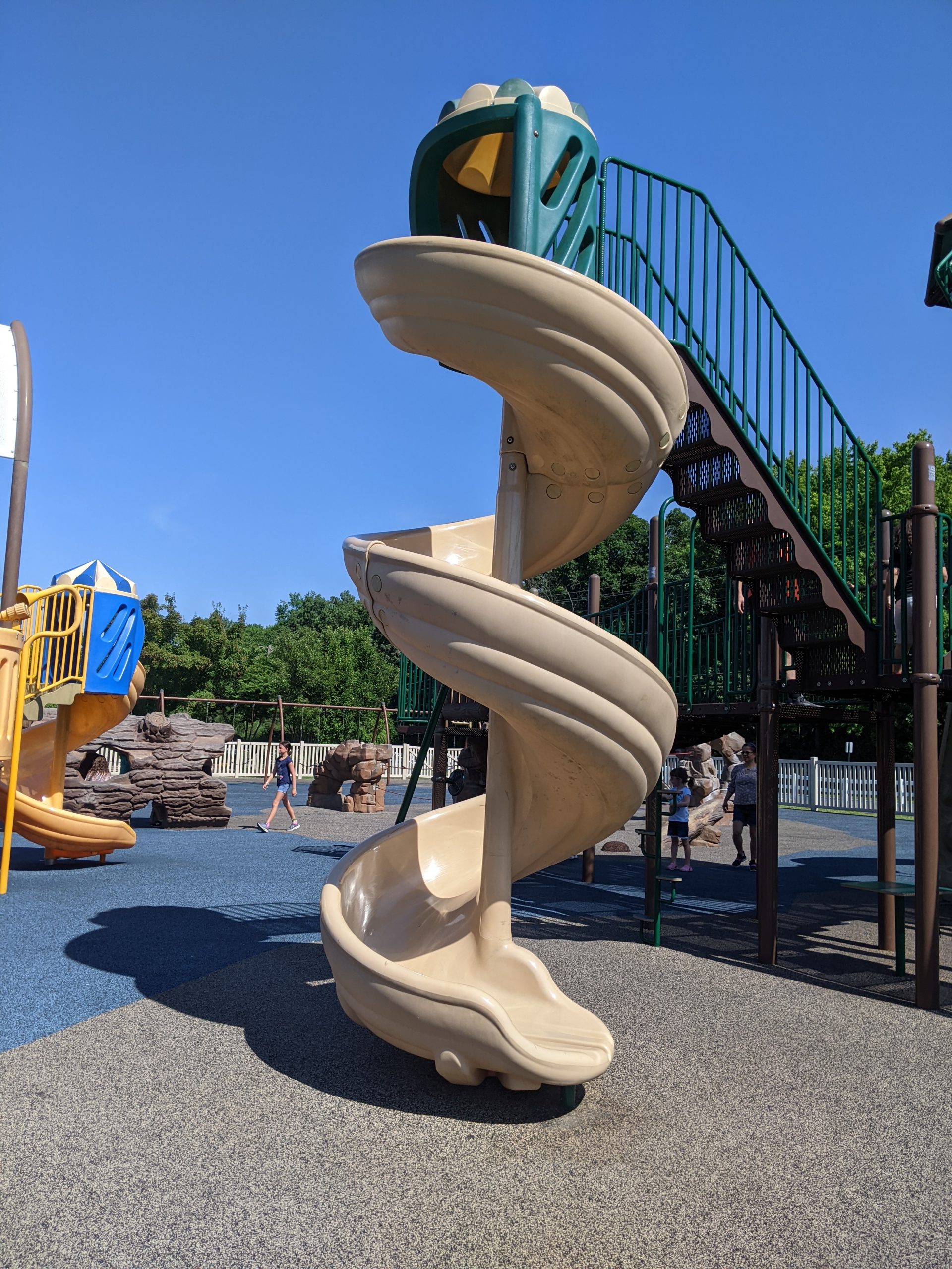 Memorial Park Playground in Marlton NJ Slides high tan twisting slide