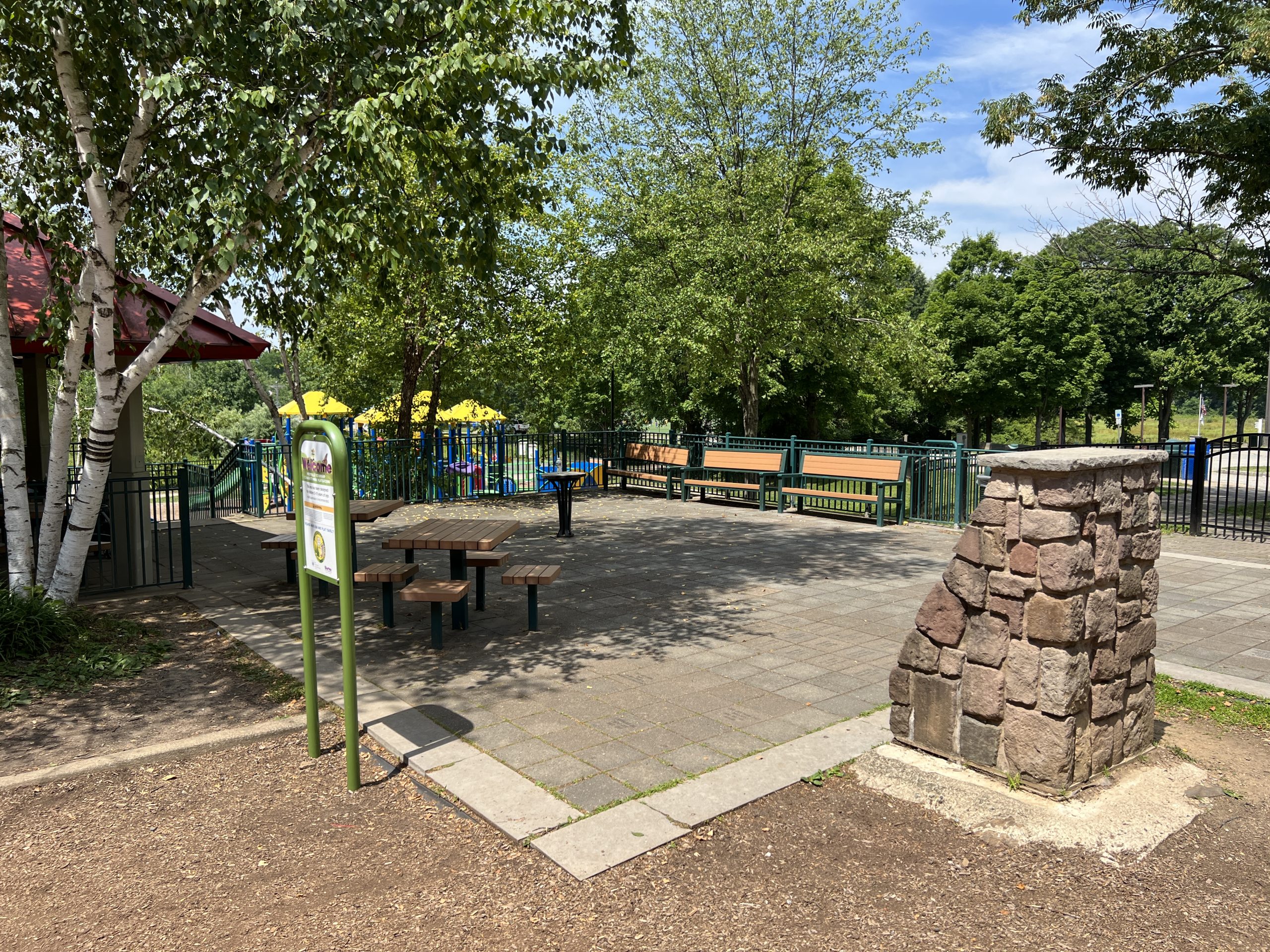 Montville Community Playground in Montville NJ SHADY AREA tables and benches