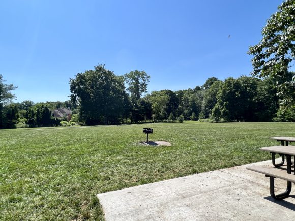 Ponderosa Farm Park Playground in Scotch Plains NJ open grassy area with grill