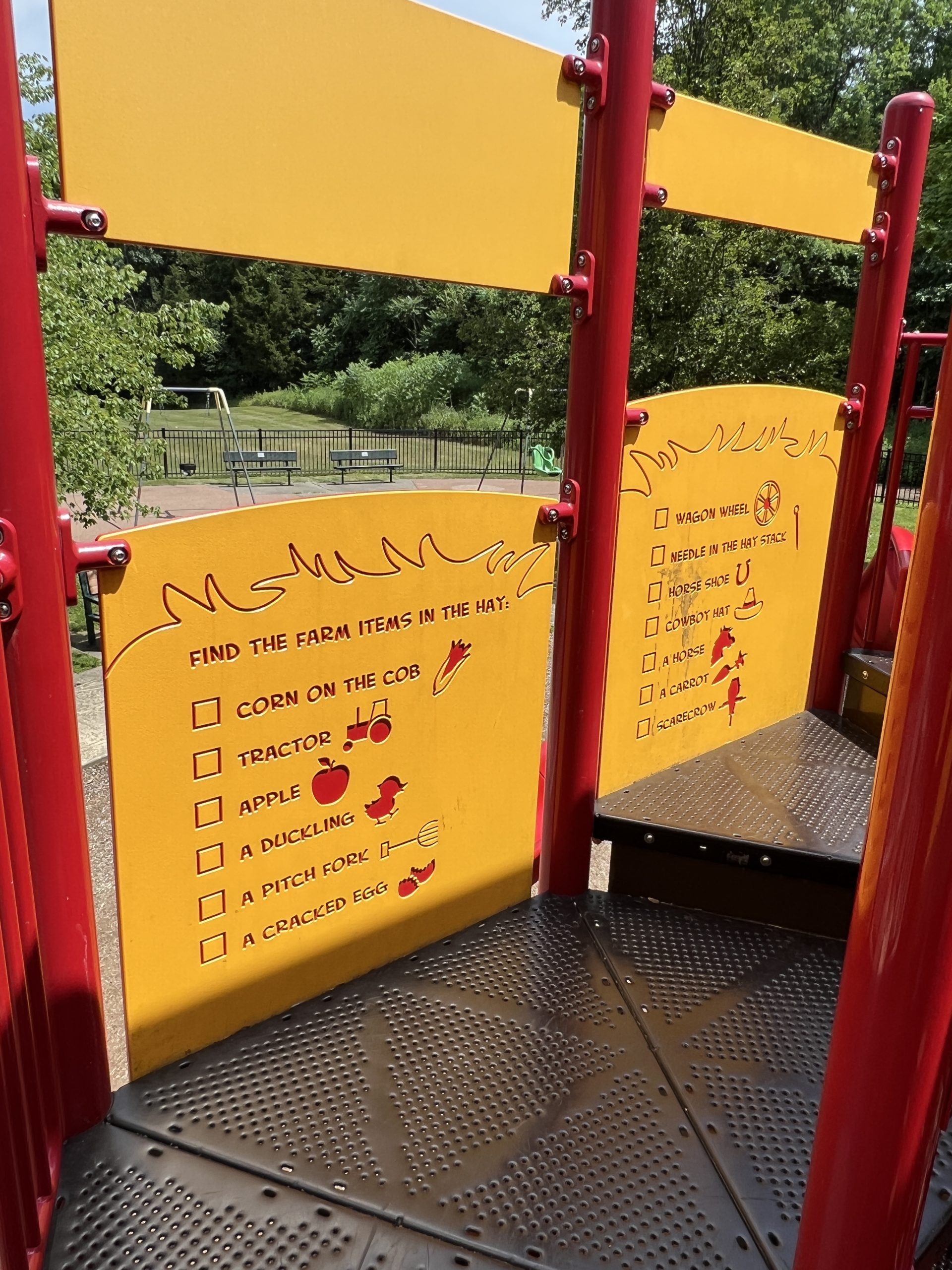 Red and Yellow barn playground Farm play 2 at Montville Community Playground in Montville NJ