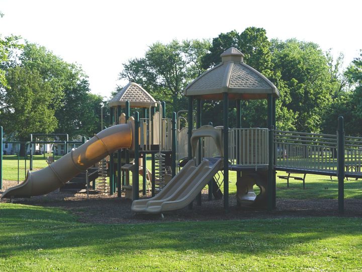 Riverview Beach Park Playground in Pennsville NJ WIDE shot alternate portion of playground