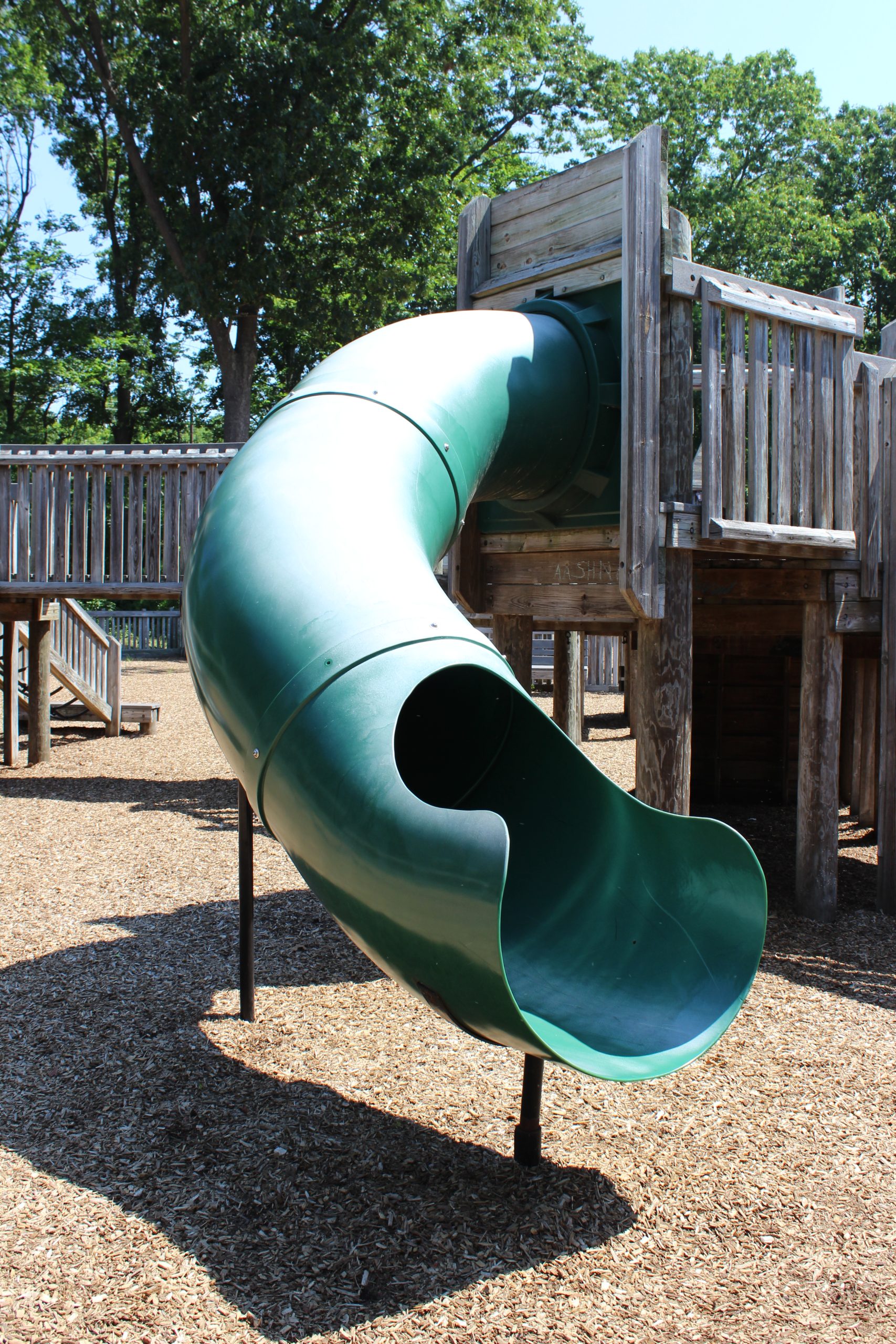 SLIDE - Green tunnel curvy slide 2 Jackson Jungle Play Park Playground in Jackson NJ