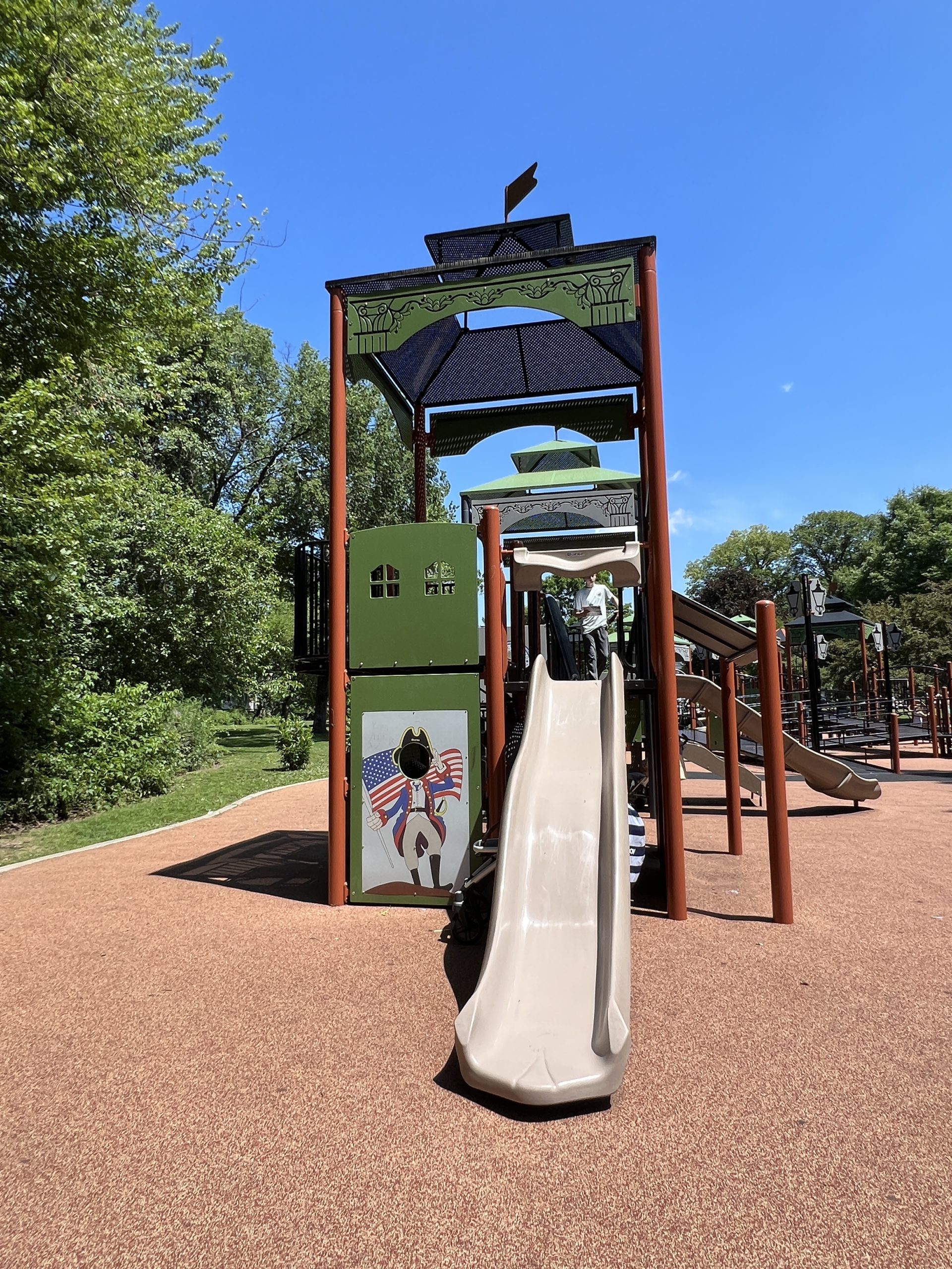 SLIDE tall straight slide at Mindowaskin Park Playground in Westfield NJ