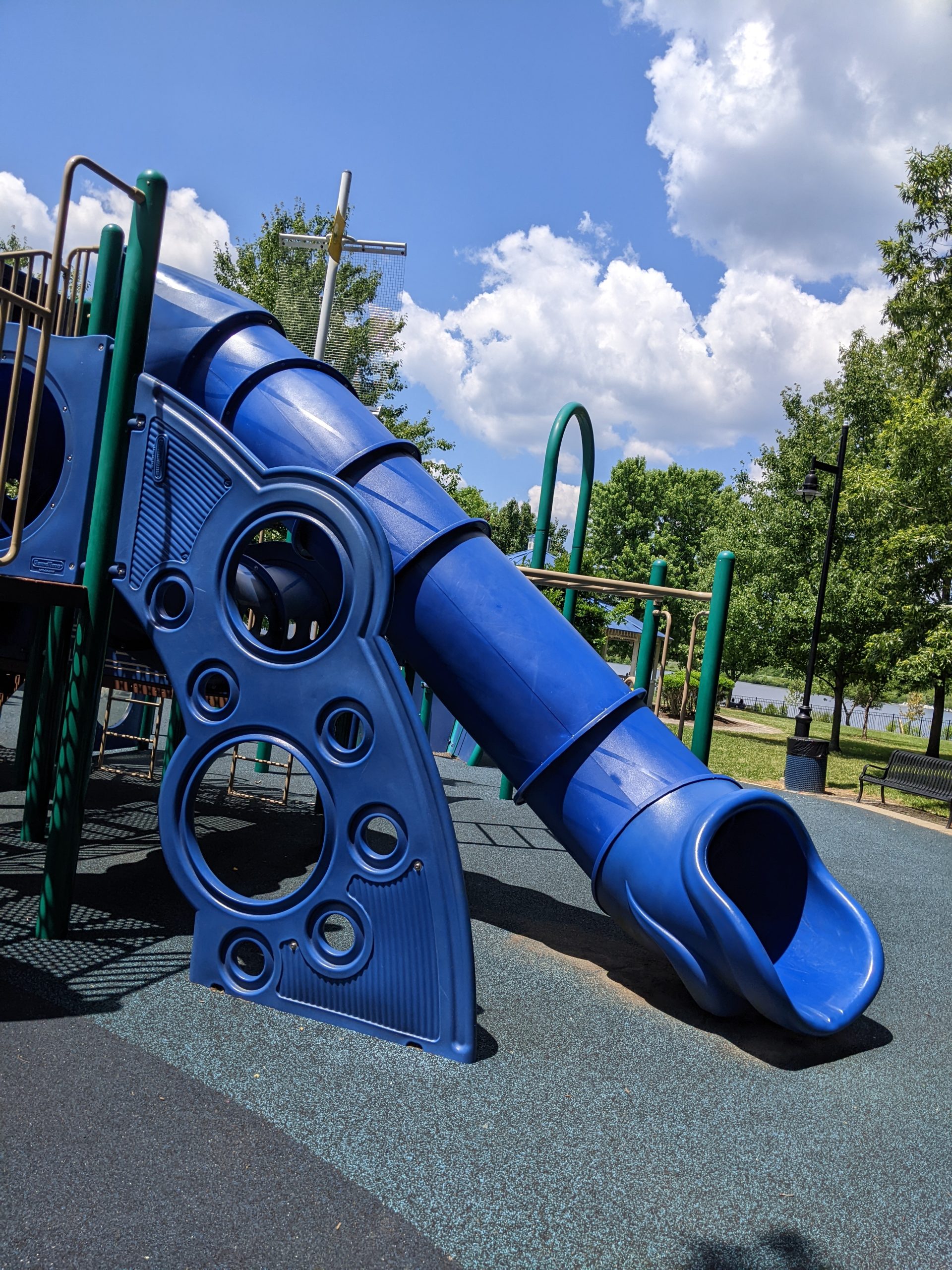 SLIDES AT Mercer County Park Playground in West Windsor Township NJ Enclosed slide