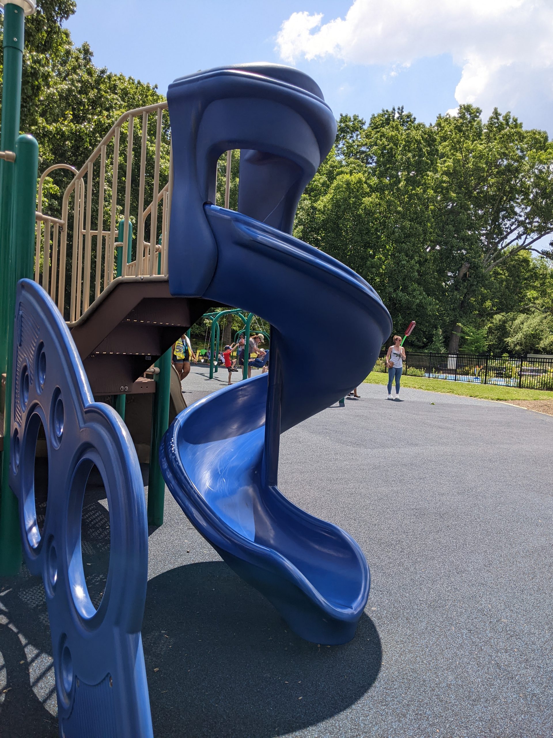 SLIDES AT Mercer County Park Playground in West Windsor Township NJ Large curvy slide