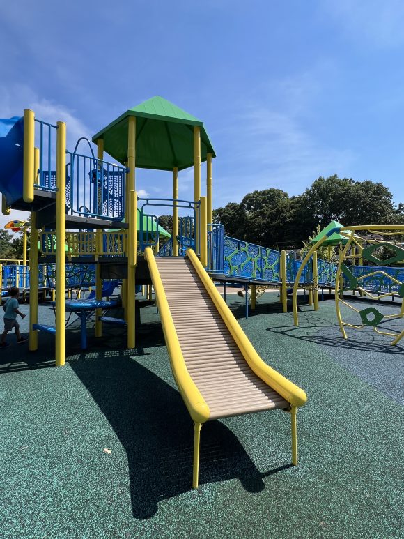 SLIDES at Shai Shacknai Memorial Park Playground in Wayne NJ slide with rollers