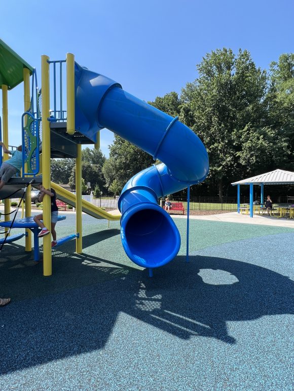 SLIDES at Shai Shacknai Memorial Park Playground in Wayne NJ twisting slide