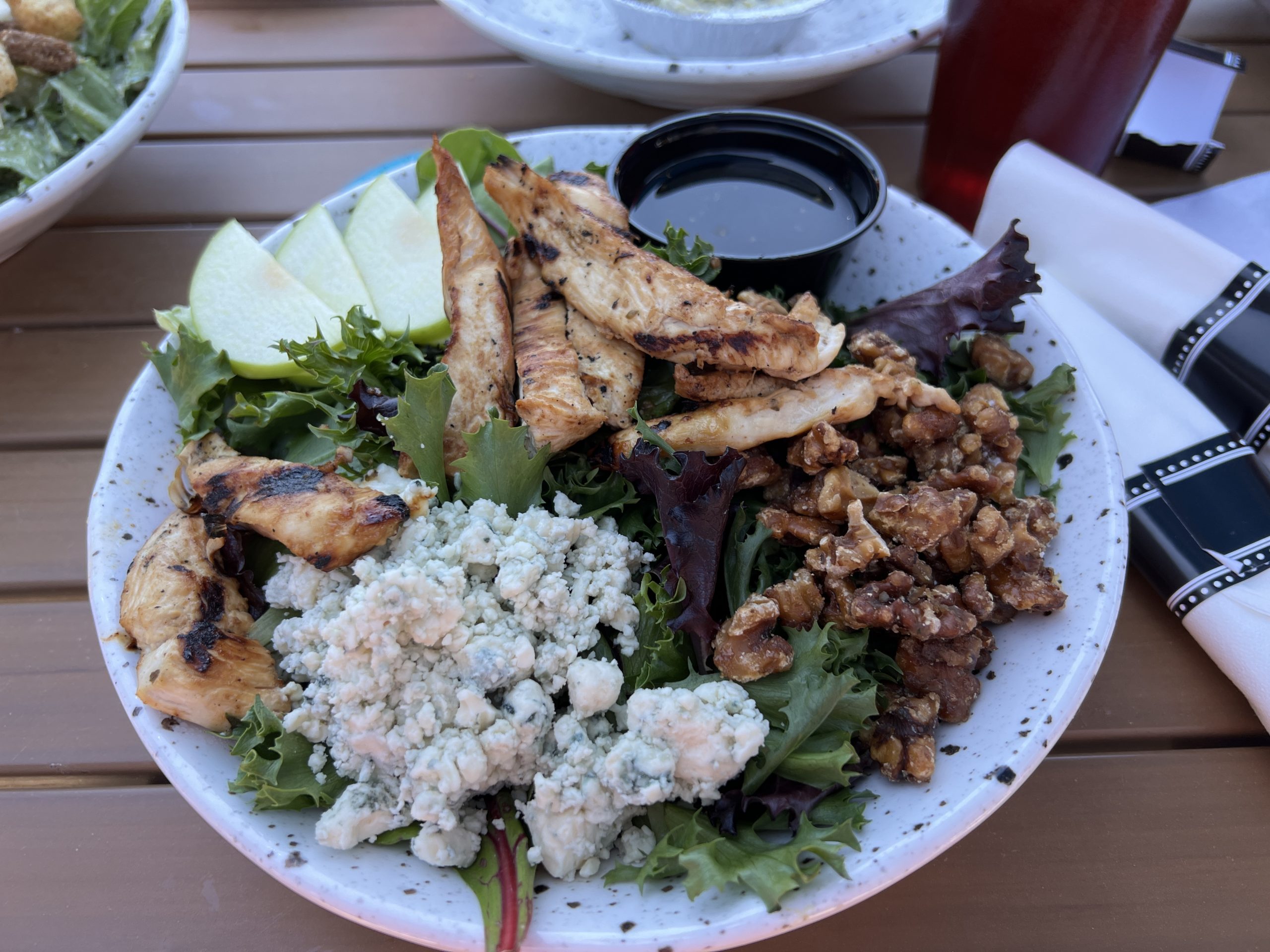 Salad with chicken and walnuts at Seaport Pier Restaurant in North Wildwood for kids