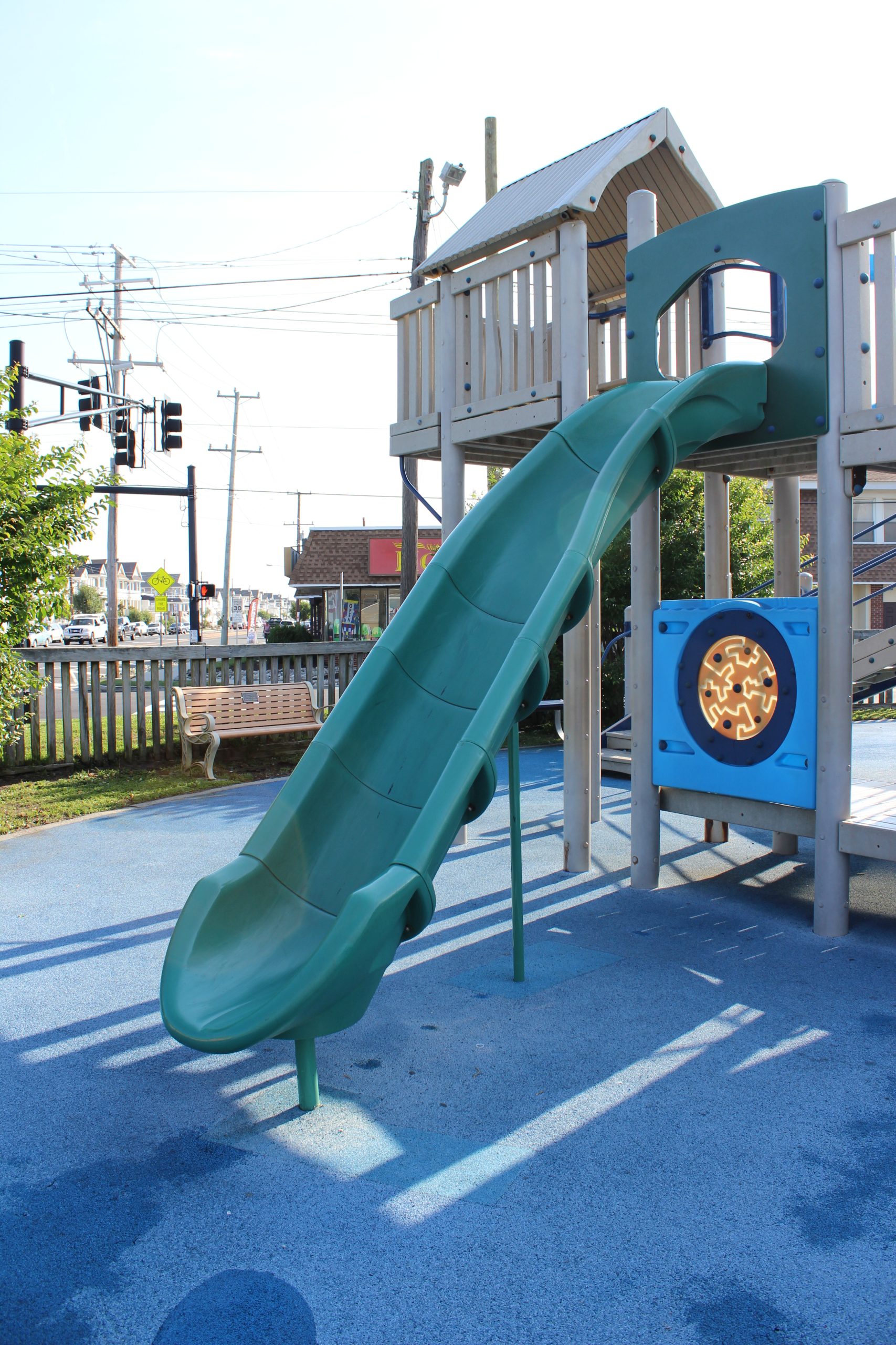 Sandcastle Park Playground in Ocean City NJ green straight slide