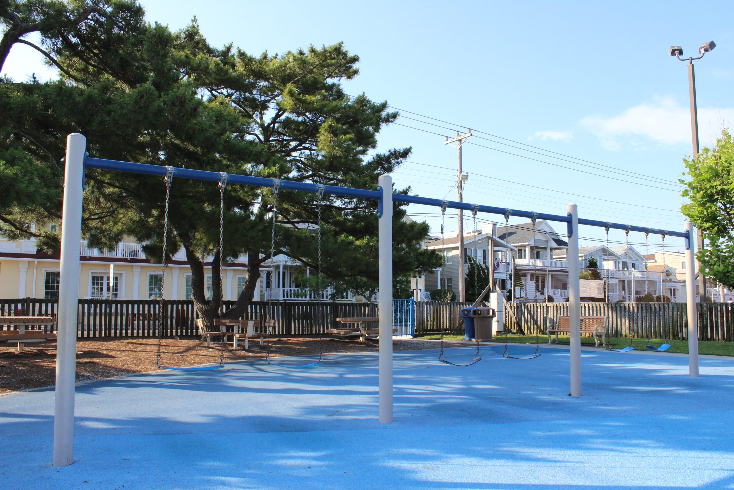 Sandcastle Park Playground in Ocean City NJ traditional swings horizontal