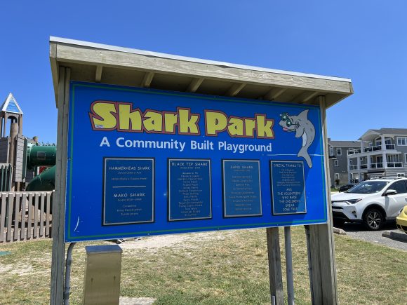 Shark Park Playground in Brigantine NJ sign