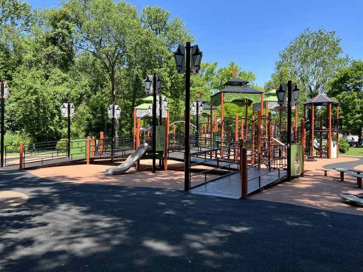WIDE shot of playground BETTER at Mindowaskin Park Playground in Westfield NJ