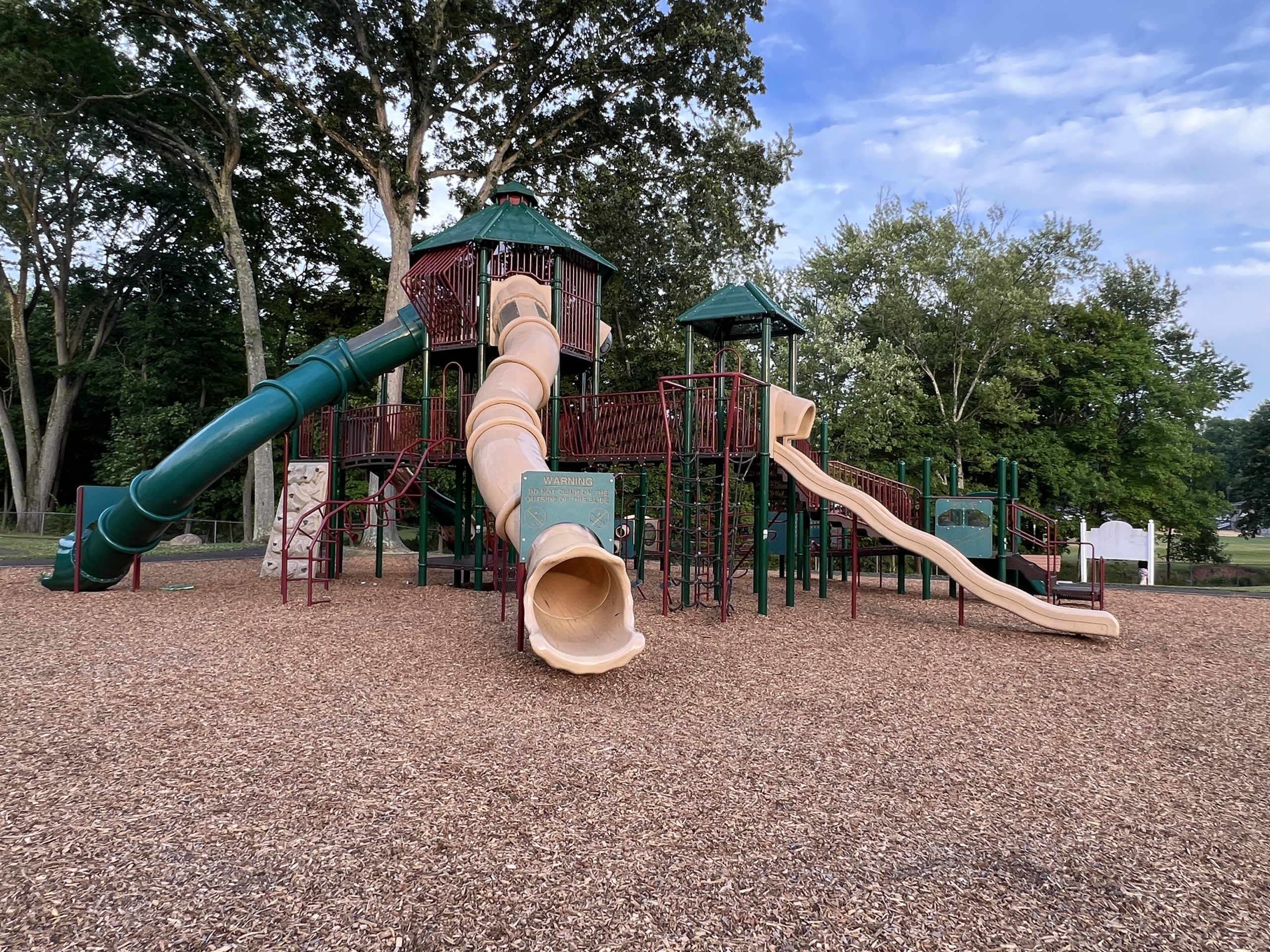 Warren Municipal Park Playground in Warren NJ SLIDE 3 slides wide view