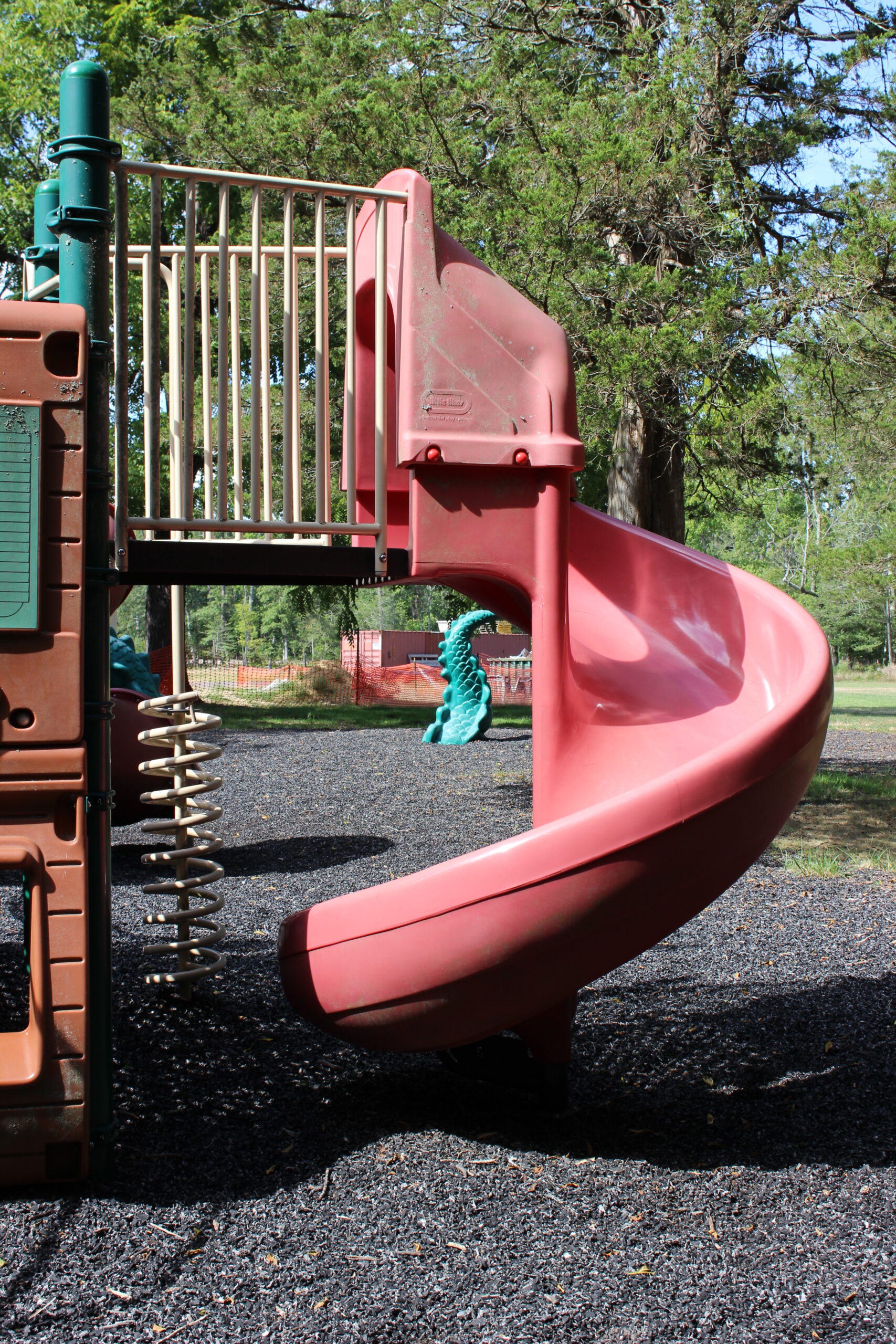 Back Estell Manor Park Playgrounds in Mays Landing NJ - SLIDES - open twisting slide on the pirate ship playground