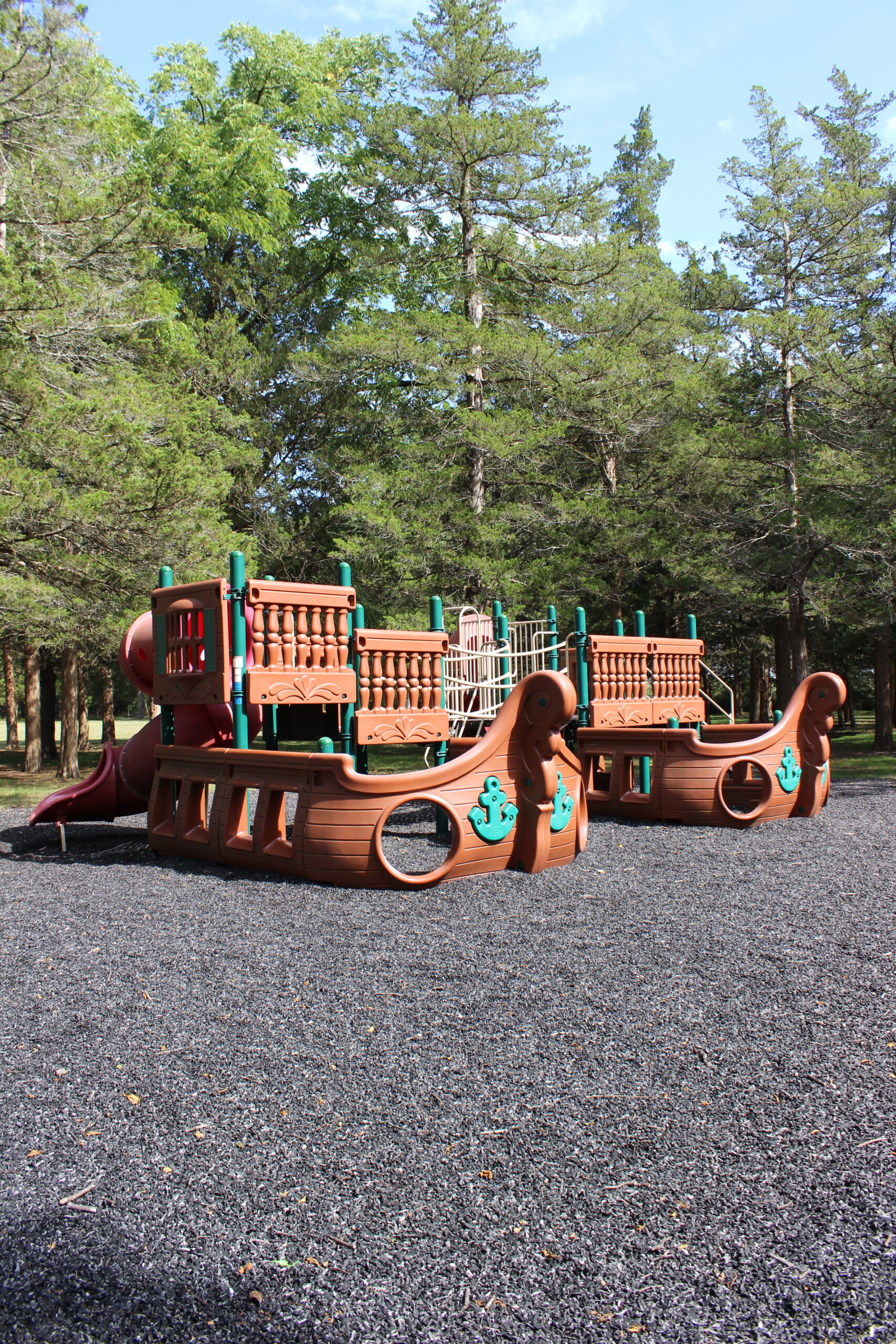 Back Estell Manor Park Playgrounds in Mays Landing NJ - TALL image - pirate ship playground