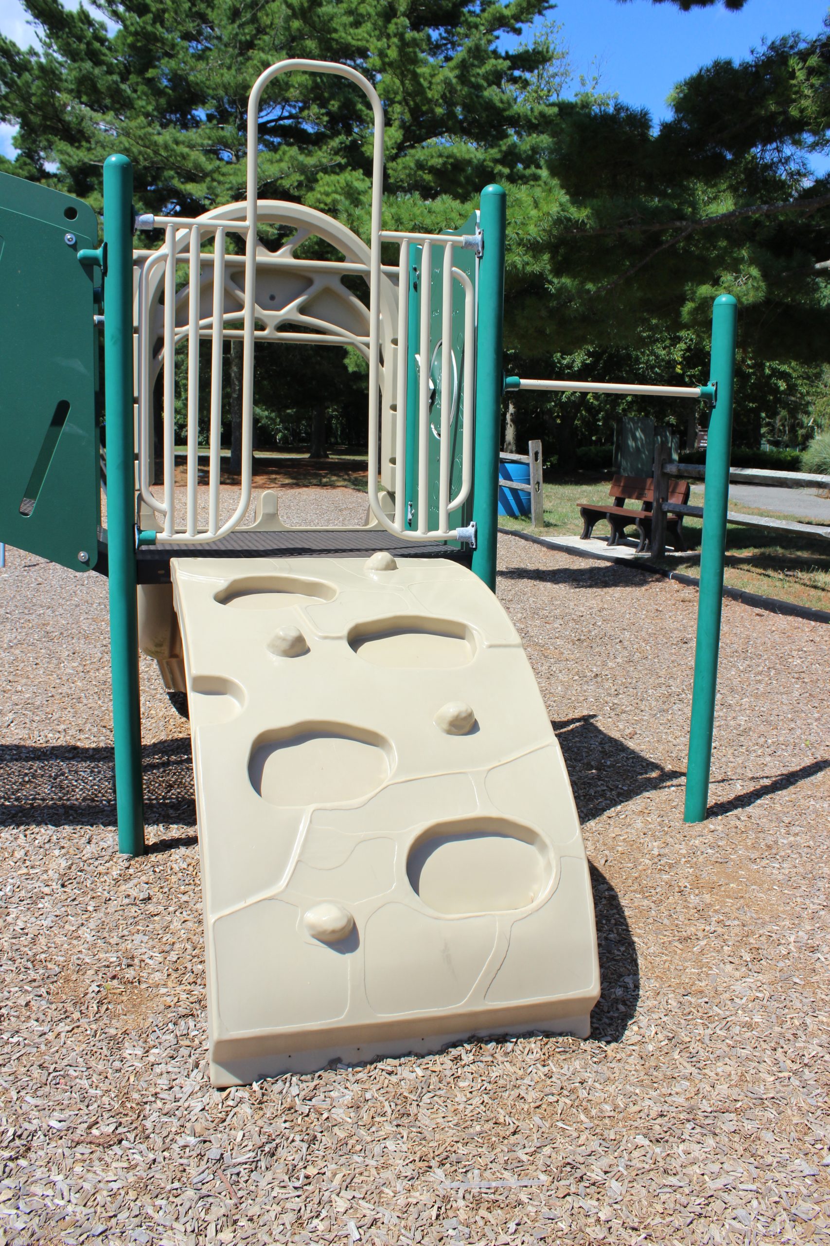 FEATURES - arching climbing wall on smaller playground at Stanley Tip Seaman Park Playground in Tuckerton NJ