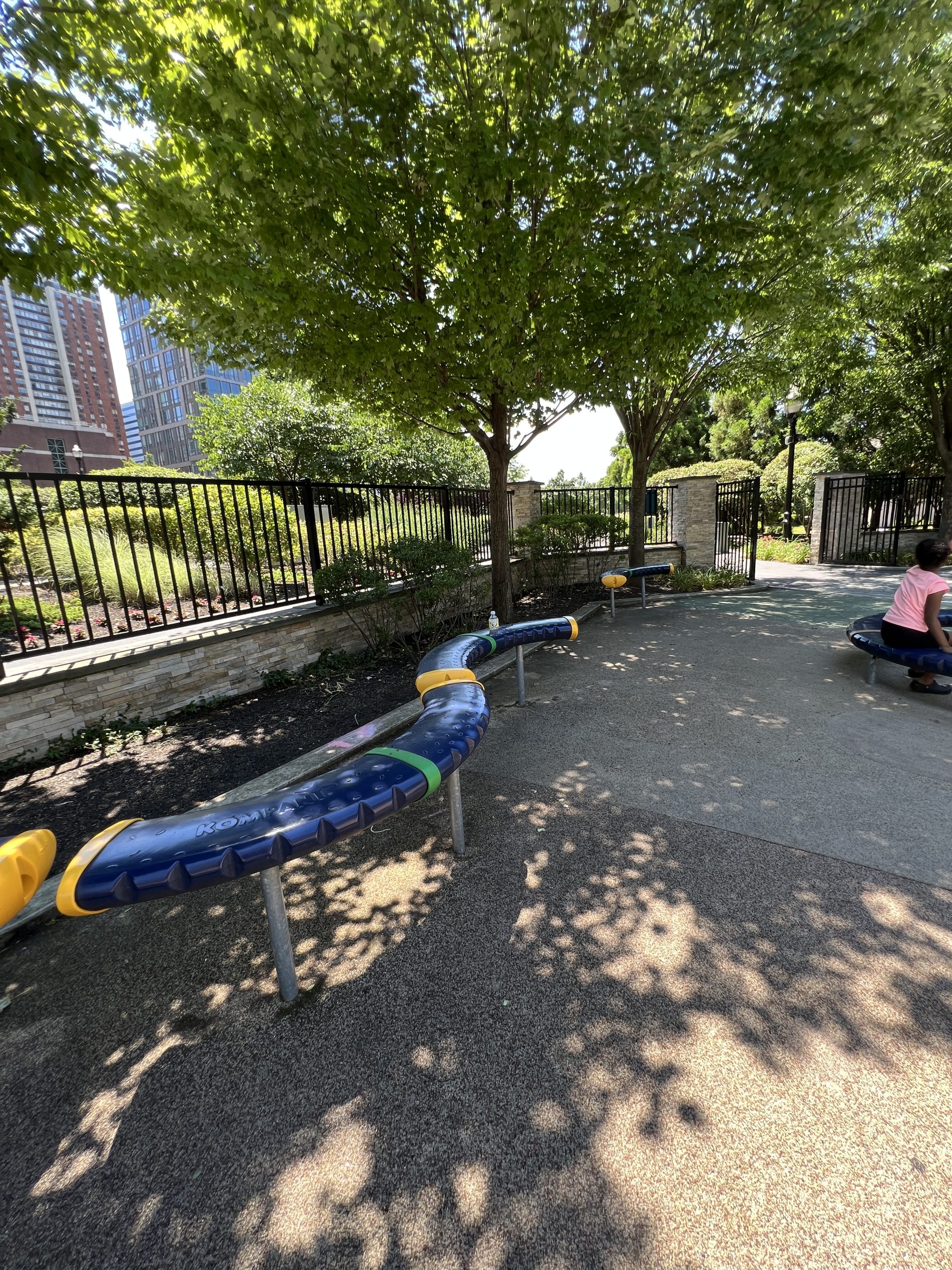 FEATURES - balance beam AT Newport Green Park Playground in Jersey City NJ
