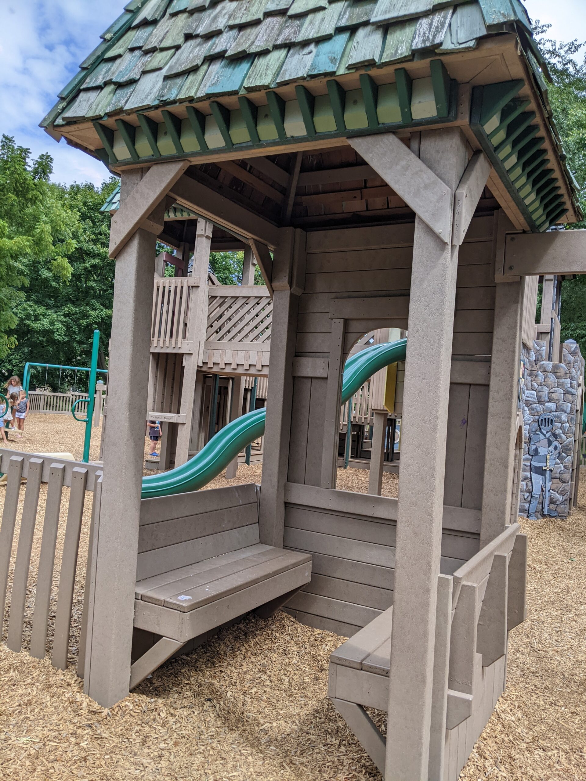 Frank Fullerton Memorial Park Playground in Moorestown NJ - SHADY - Seating preschool playground