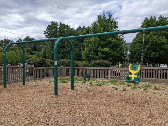 Frank Fullerton Memorial Park Playground in Moorestown NJ - Swings - baby and accessible swings WIDE image