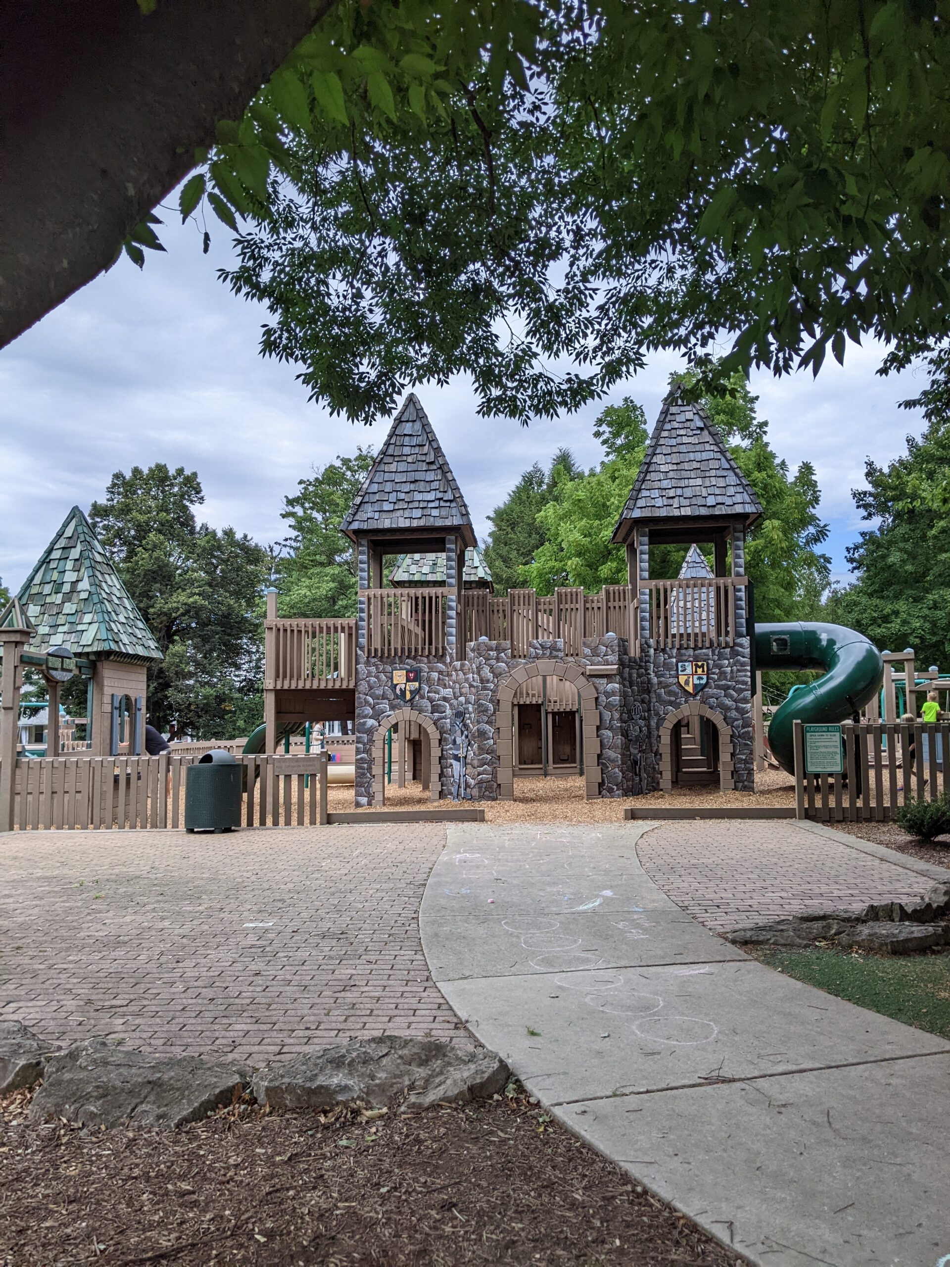 Frank Fullerton Memorial Park Playground in Moorestown NJ - TALL image - front of playground with pathway to the front
