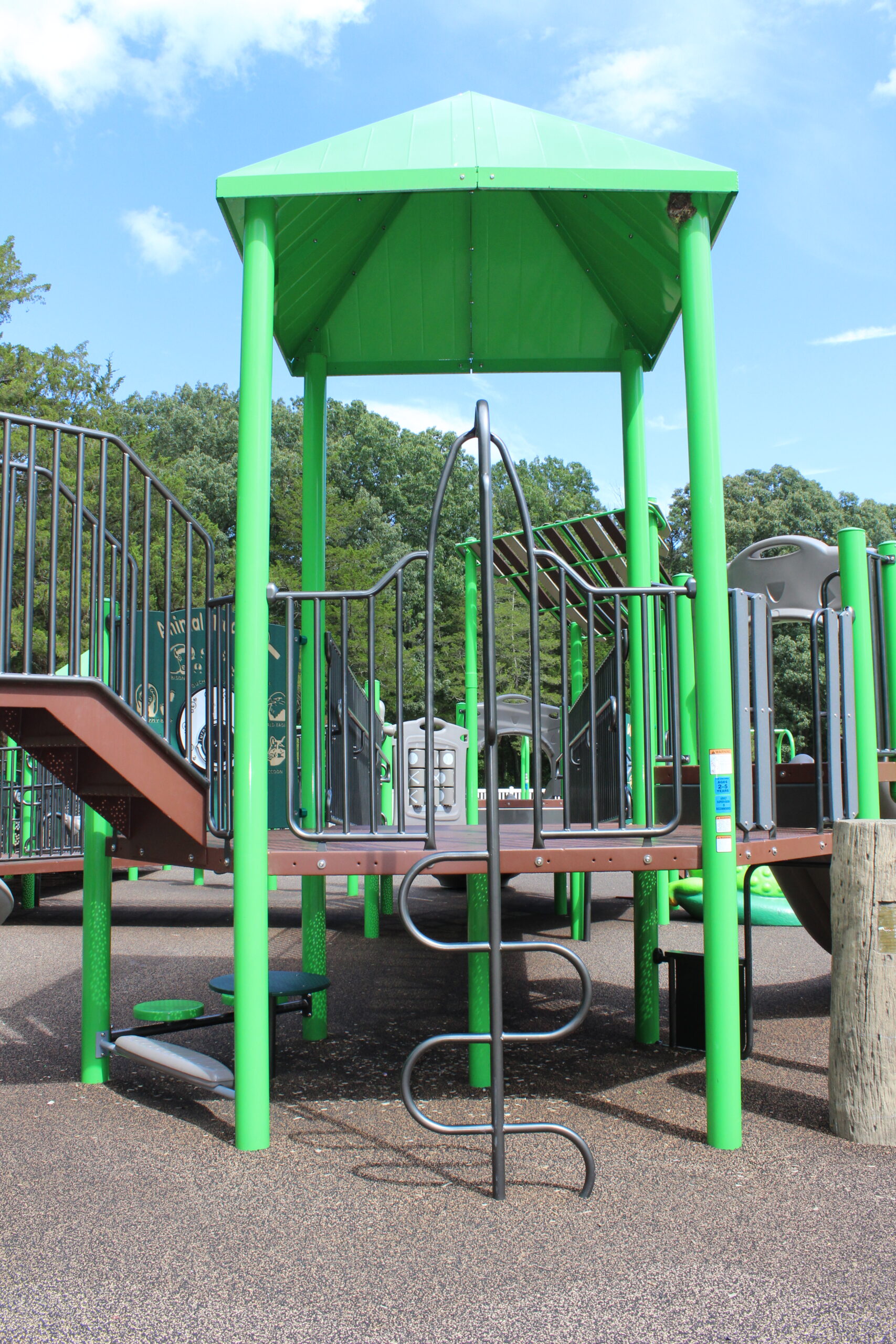 Front Estell Manor Park Playgrounds in Mays Landing NJ - Features - New climbing ladder with SHADY awning on NEW playground structure TALL image