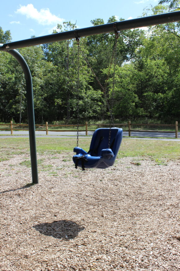 Front Estell Manor Park Playgrounds in Mays Landing NJ - SWINGS - new accessible swing in older section