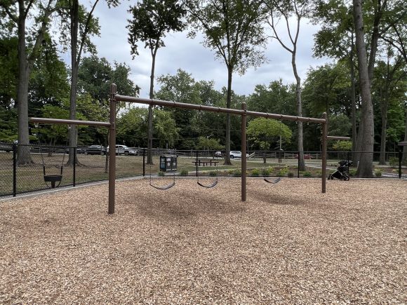 Goffle Brook Park Playground in Hawthorne NJ - SWINGS - Wide image