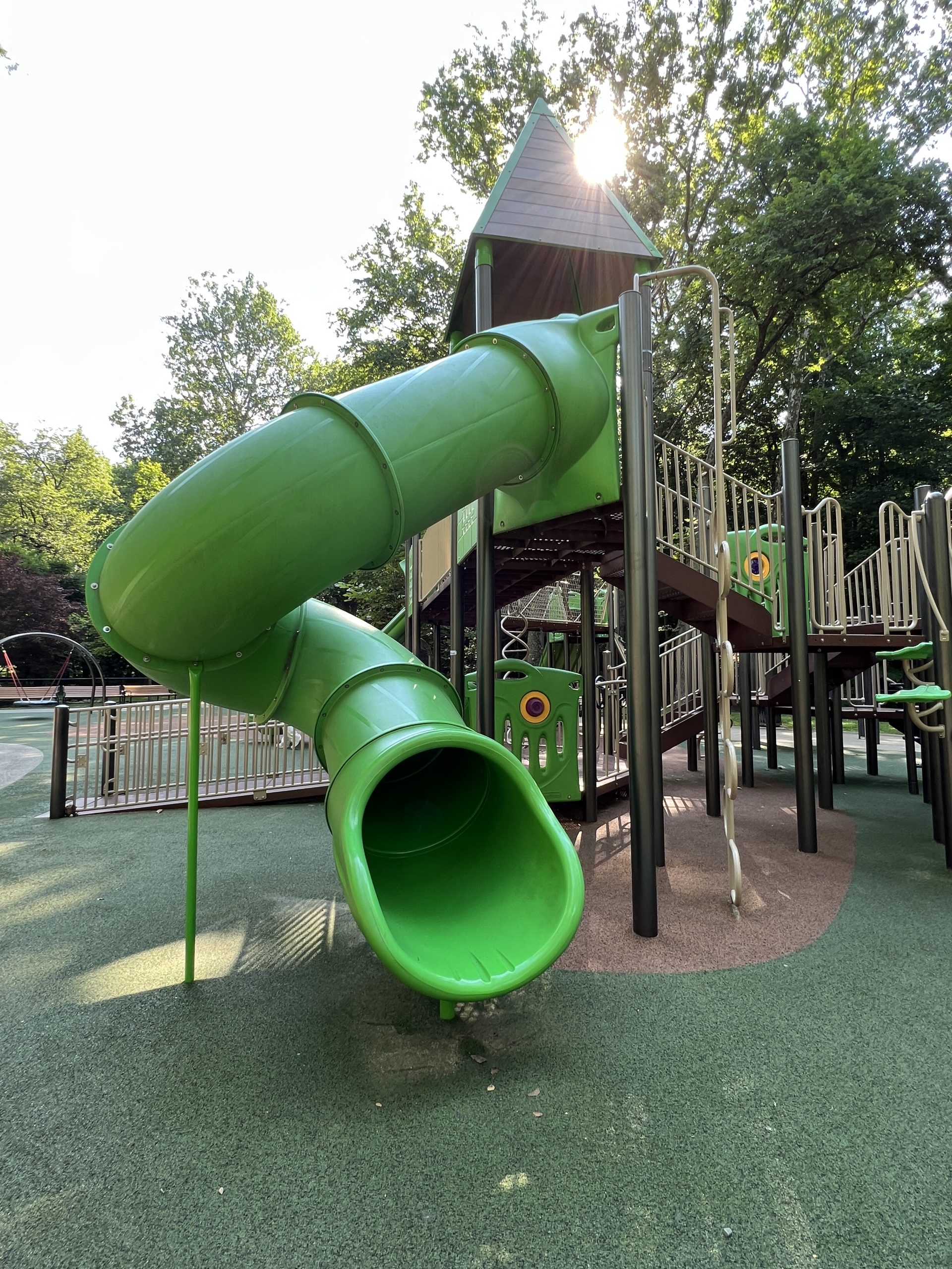 Grover Cleveland Playgrounds in Caldwell NJ - Large Playground Structure - SLIDE twisting tunnel slide