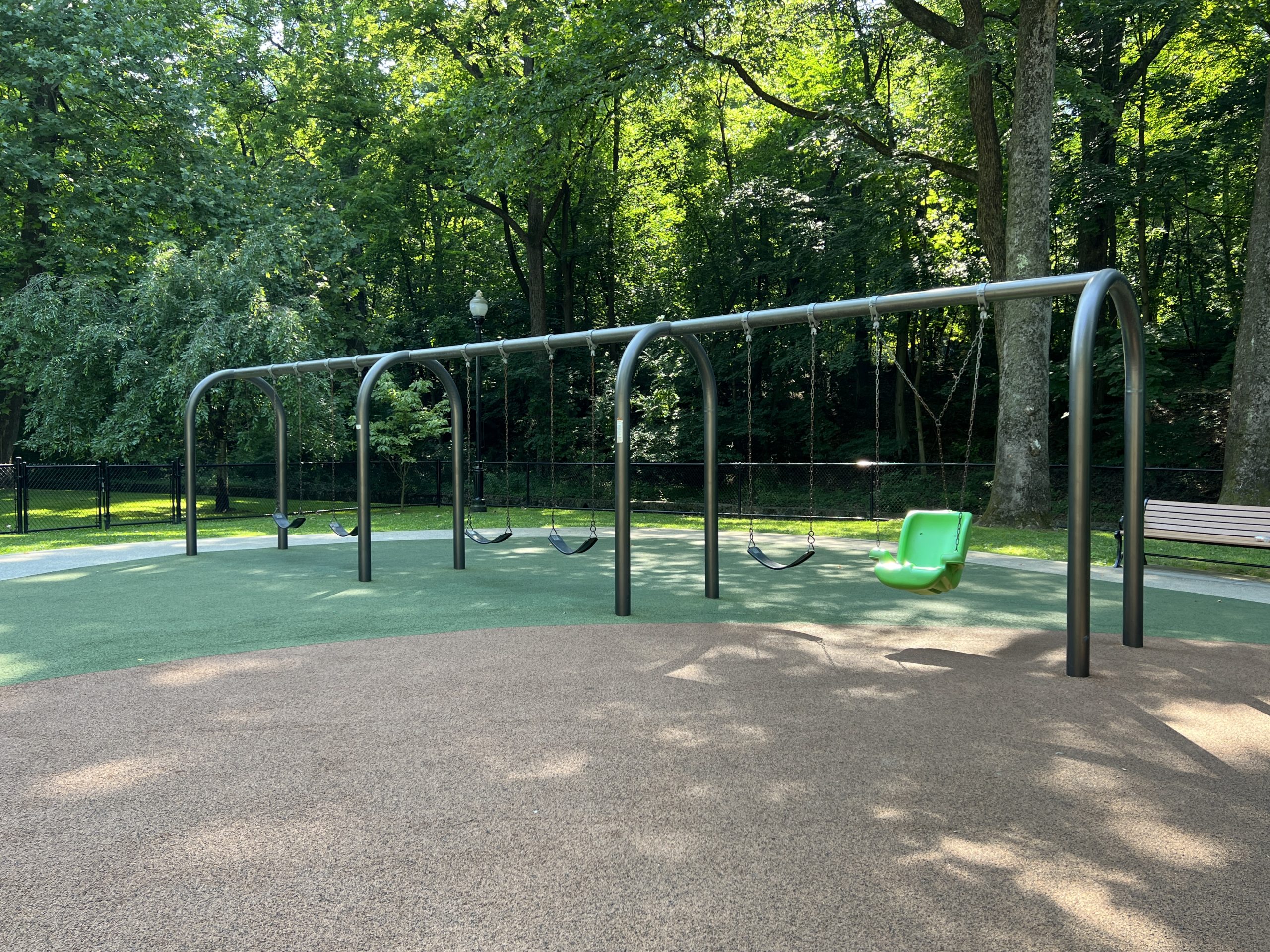 Grover Cleveland Playgrounds in Caldwell NJ - SWINGS - Traditional and bucket swing