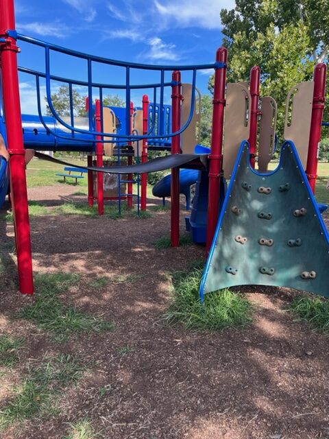 Knight Park Playground in Collingswood NJ - Features - rock wall and bridge