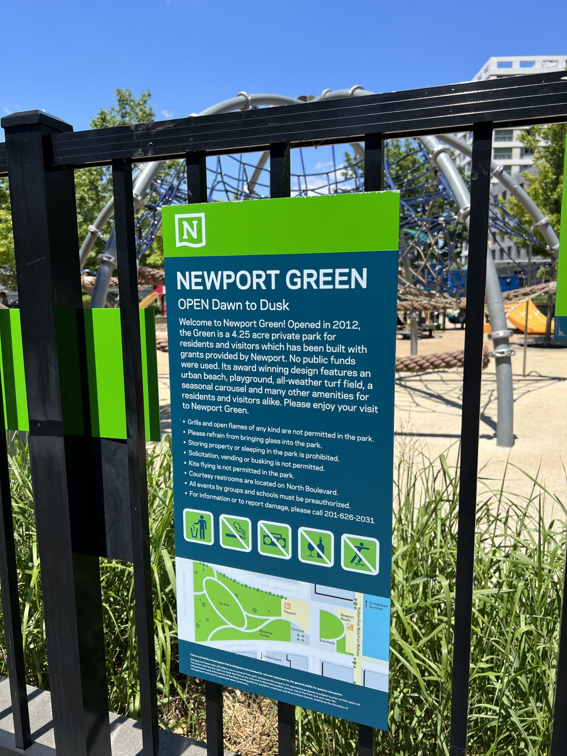 Newport Green Park in Jersey City NJ - sign 2