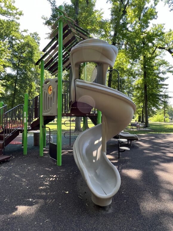 Nomahegan Park Playground in Cranford NJ - Small structure - SLIDE twisting slide TALL image