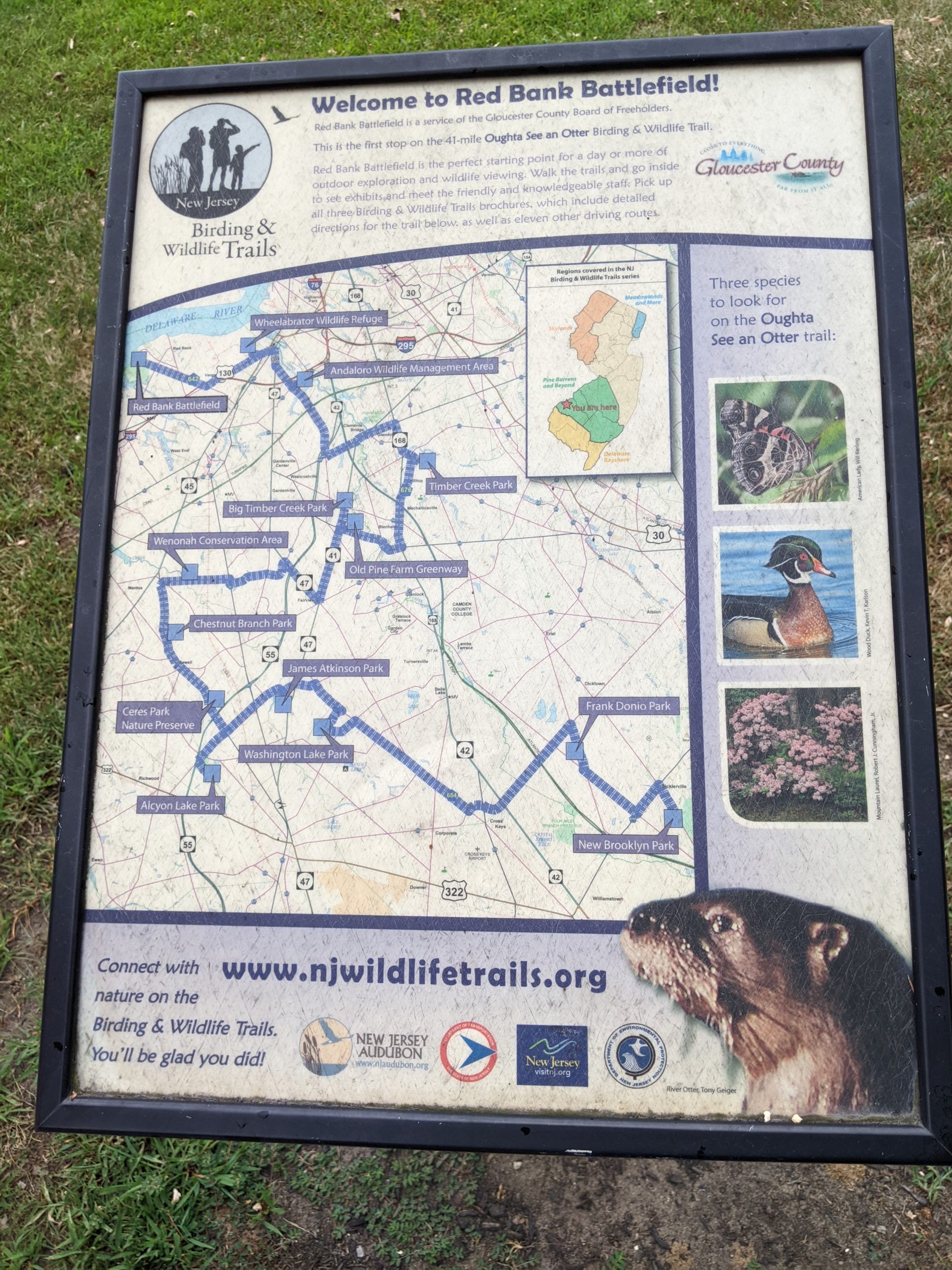 Red Bank Battlefield Park in National Park NJ - Walking Path - Trail Sign
