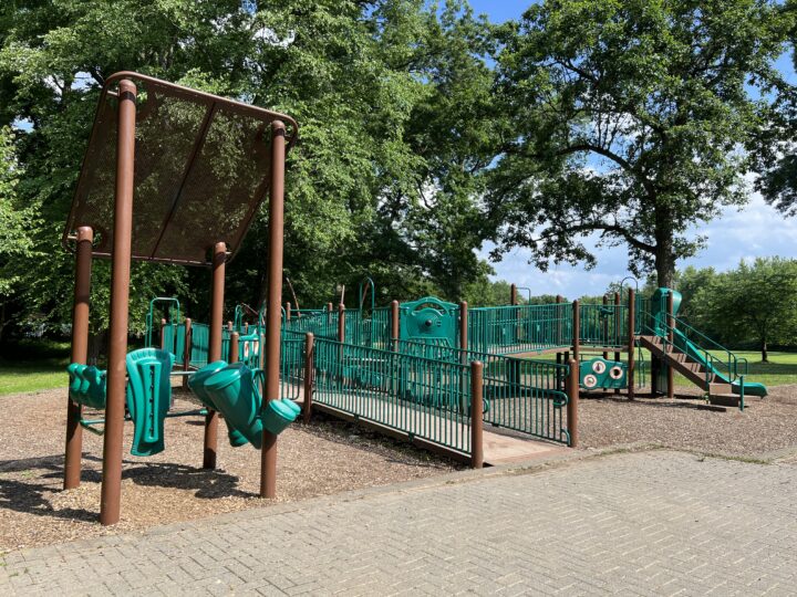 Saddle River County Park Playground in Rochelle Park NJ - WIDE image - front of accessible playground