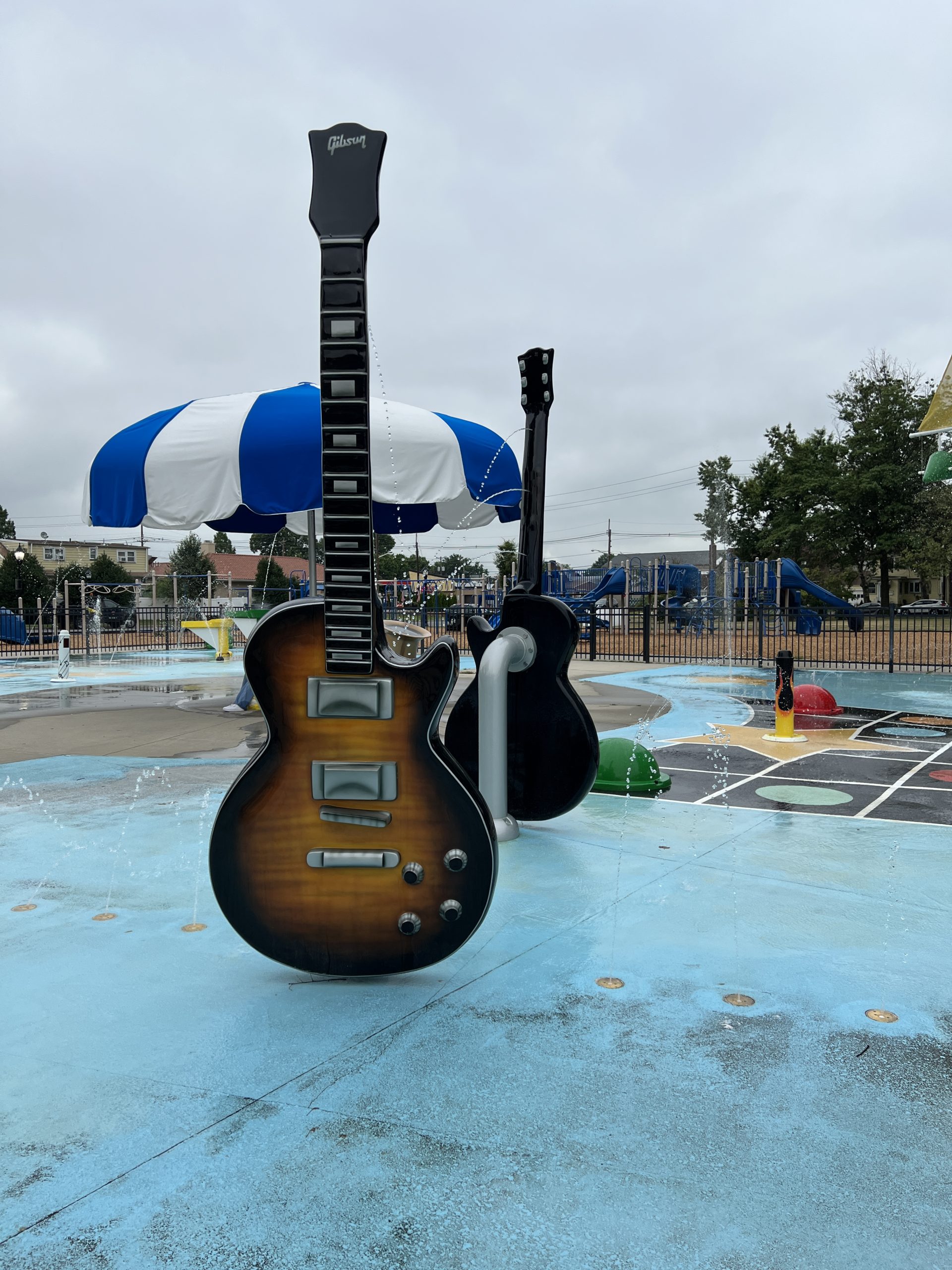 Sprayground guitar spraying TALL at Carteret Park in Carteret NJ