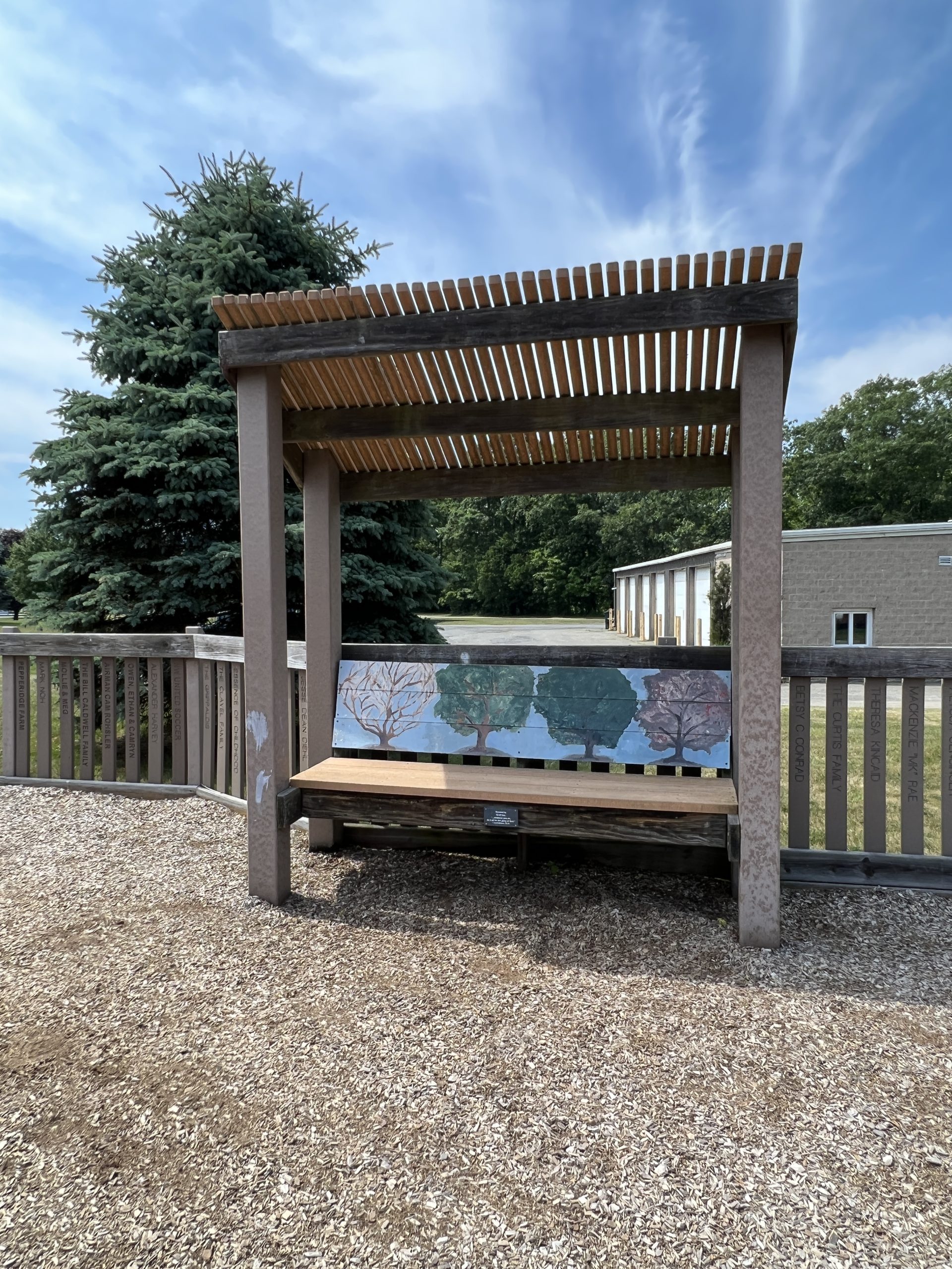 Sycamore Park Playground in Blairstown NJ - SHADY bench trees