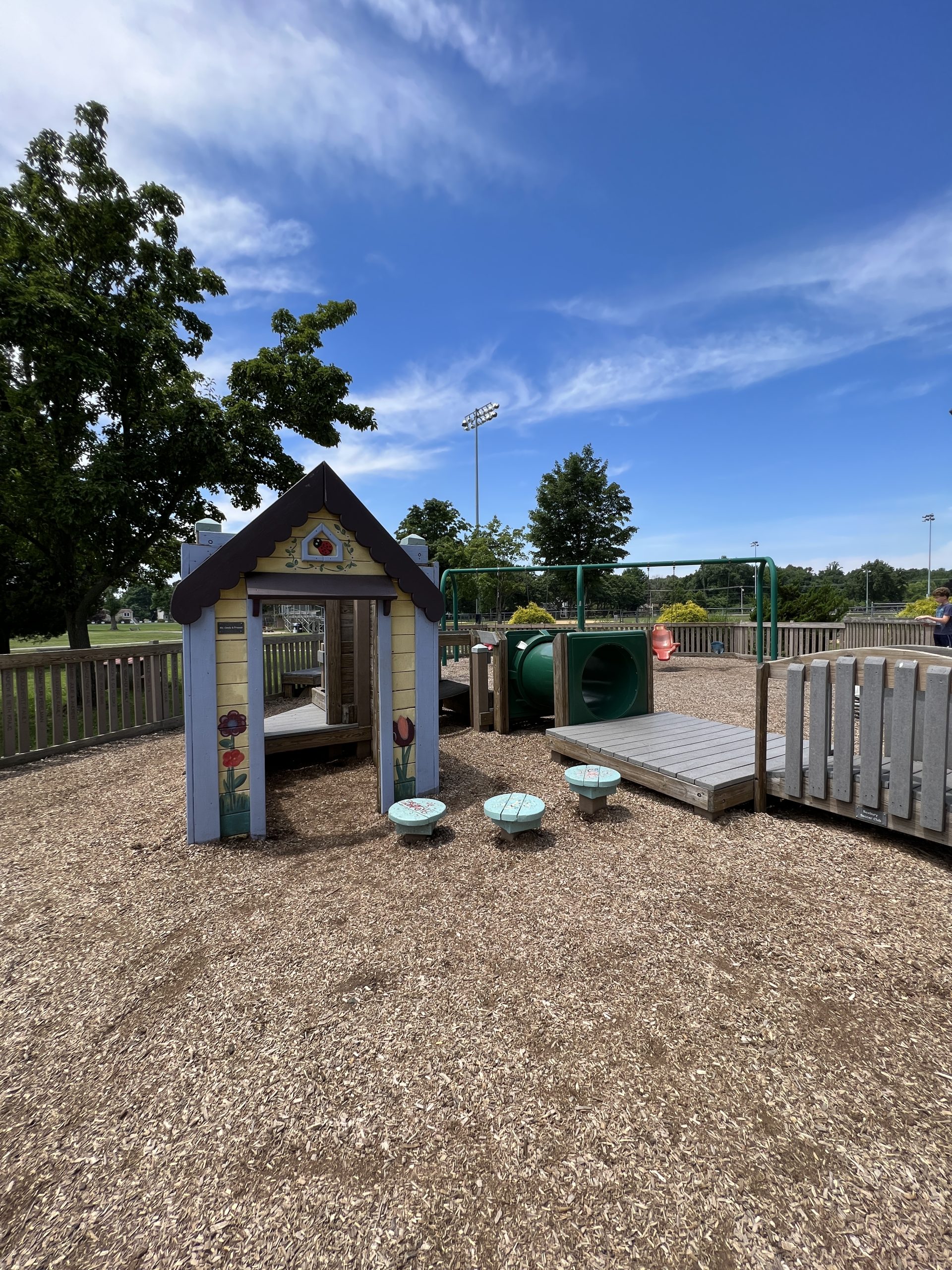 TOT LOT at Imagination Station Playground in Roxbury NJ - Playhouse, tunnel, and bridge TALL
