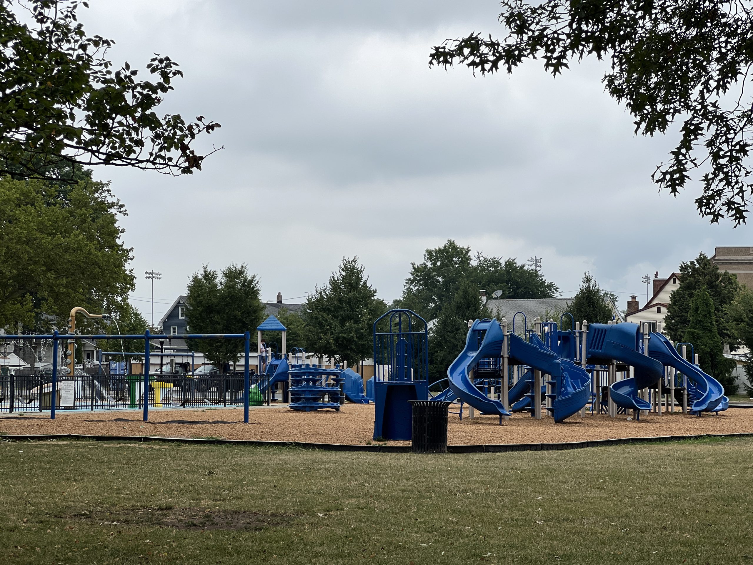 WIDE view of playground from grass TOP at Carteret Park Playground in Carteret NJ