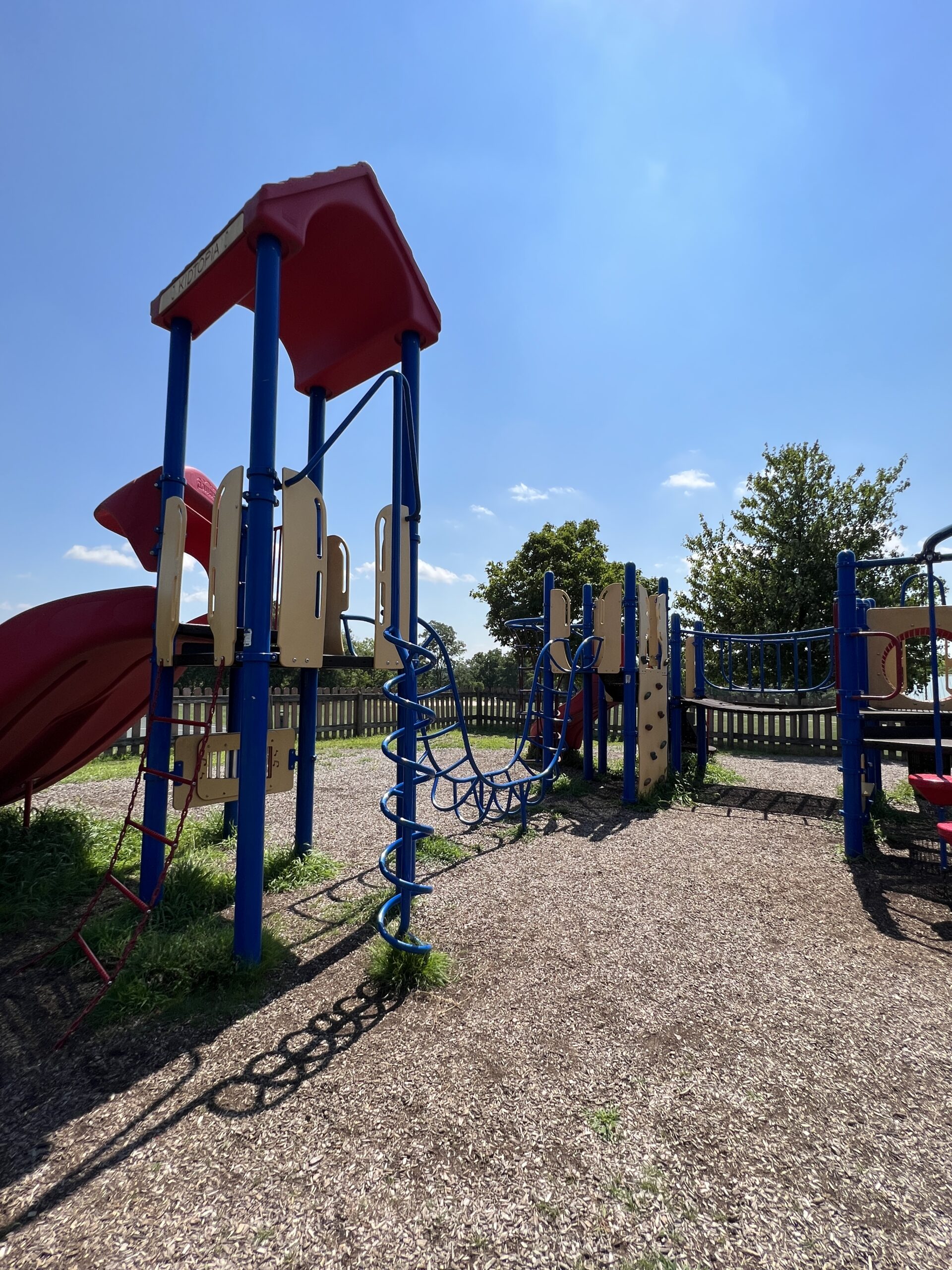 Alexandria Township Park Playground in Milford NJ - Features - climbing features on back of large playground