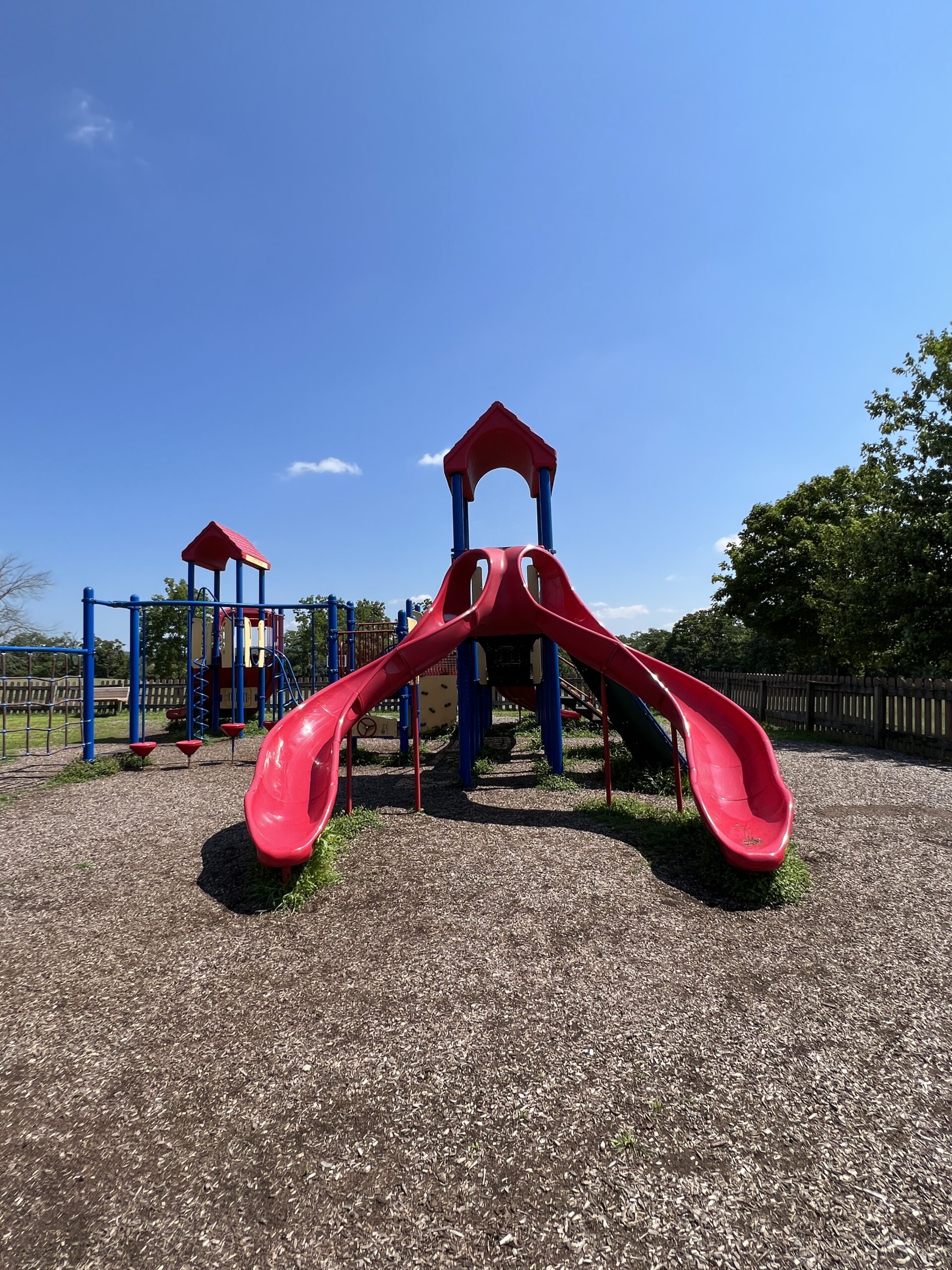 Alexandria Township Park Playground in Milford NJ - SLIDES - two slightly curvy slides together