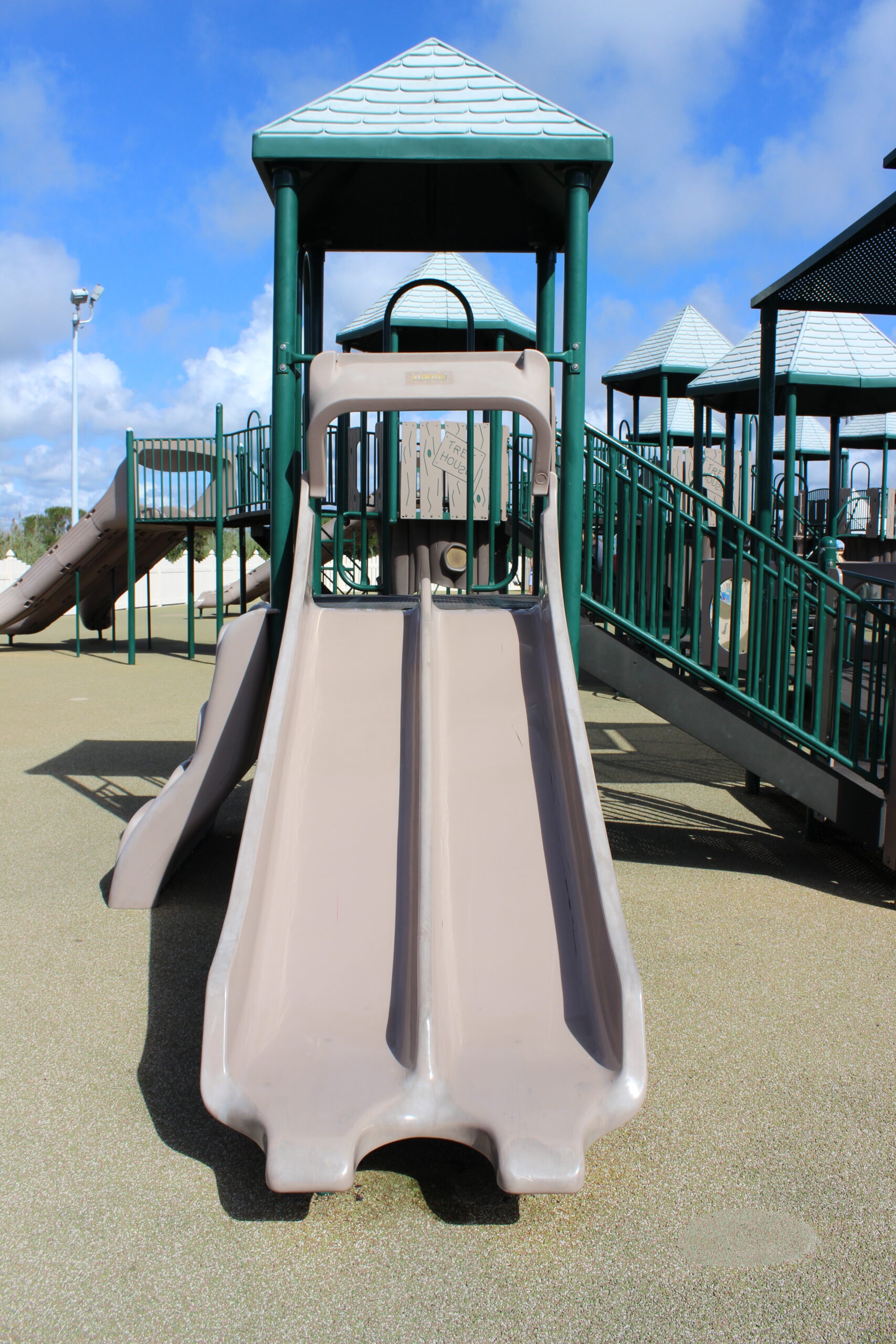 Dealy Field Playground in Sea Isle City NJ - SLIDES - side by side tan straight slides