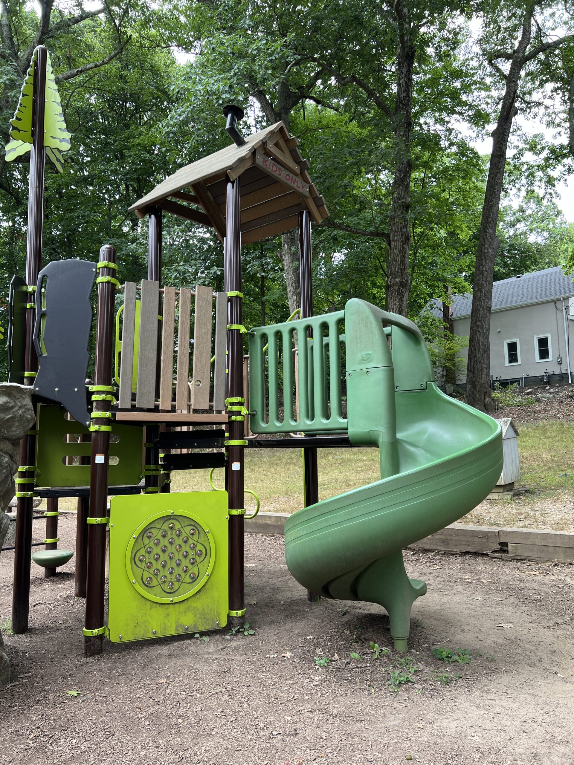 Grace Lord Park Playground in Boonton NJ - SLIDES - Twisting slide with sensory play TALL image