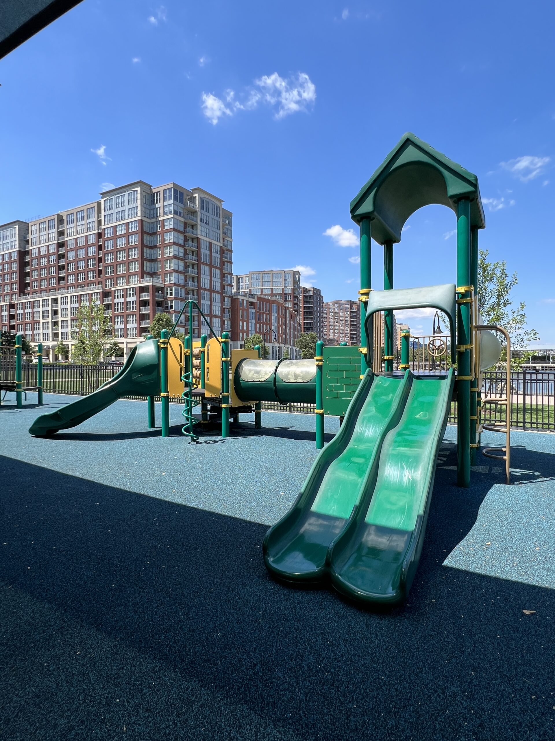 Maxwell Place Park Playground in Hoboken NJ - SLIDE - side by side wavy slide
