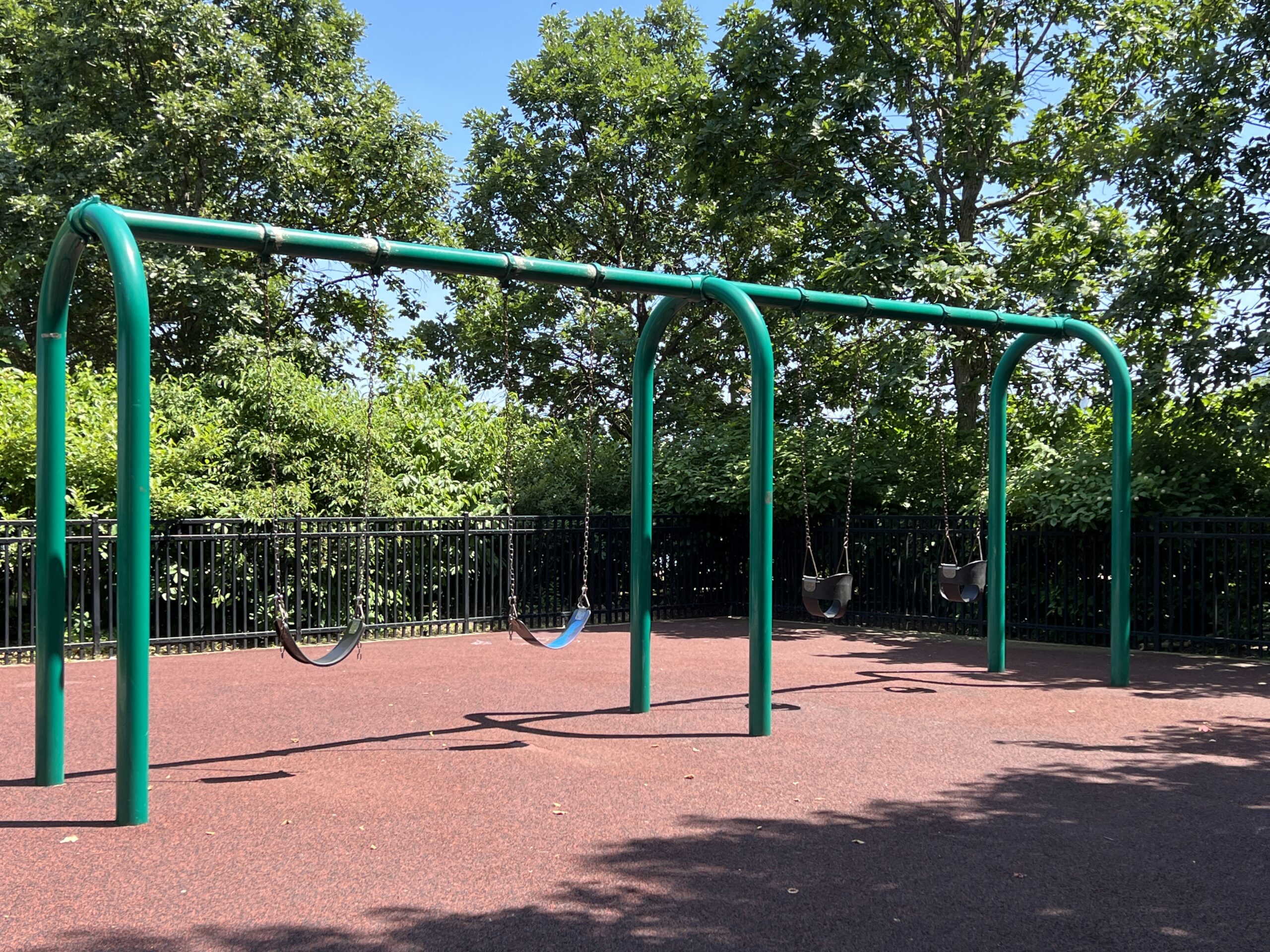 Maxwell Place Park Playground in Hoboken NJ - SWINGS - traditional and baby swings WIDE image